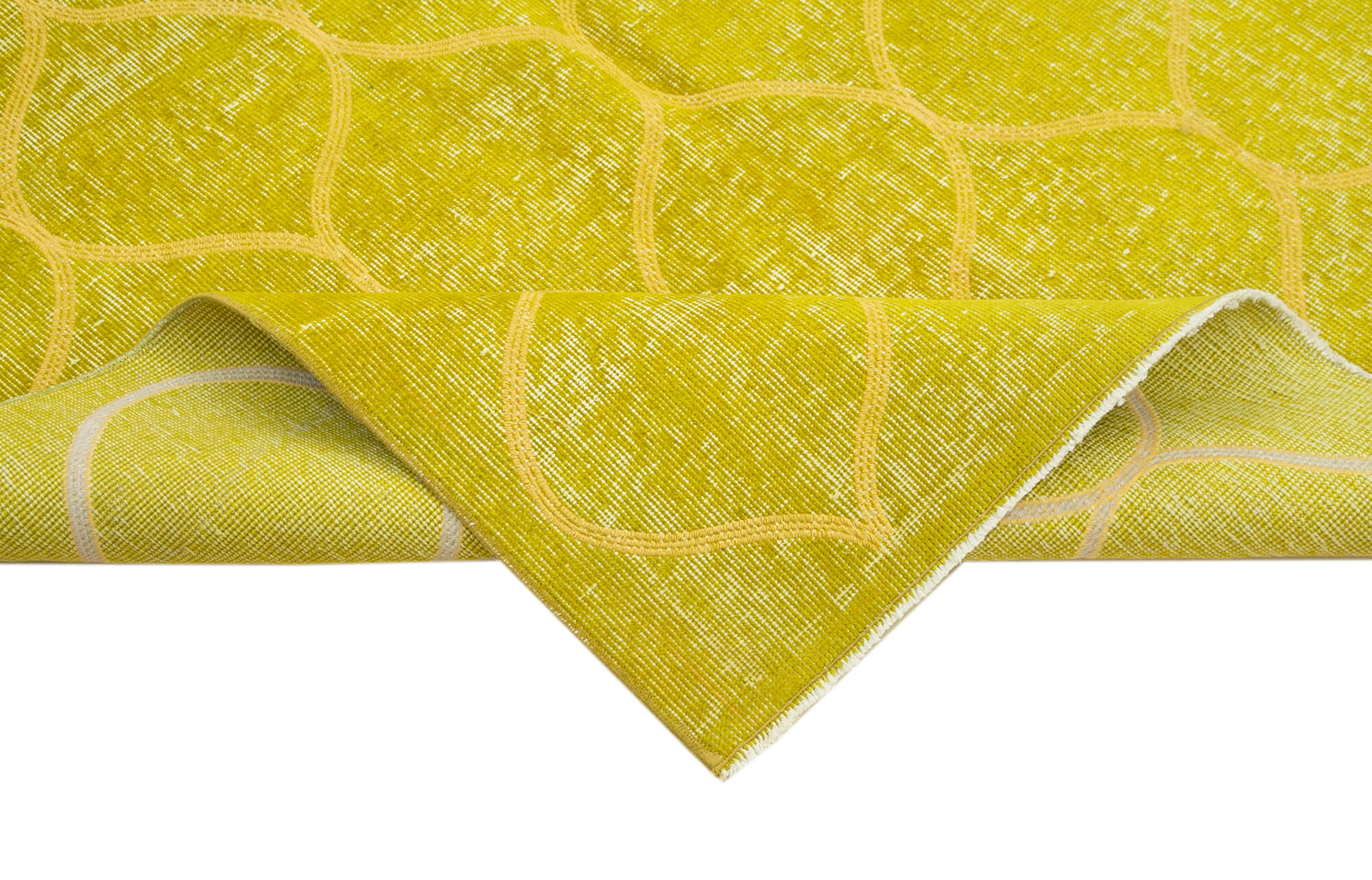 Handmade Geometric Rug - Yellow Area Rug Cotton Wool Blend, Durable Natural Fiber Carpet 4'10''x8'