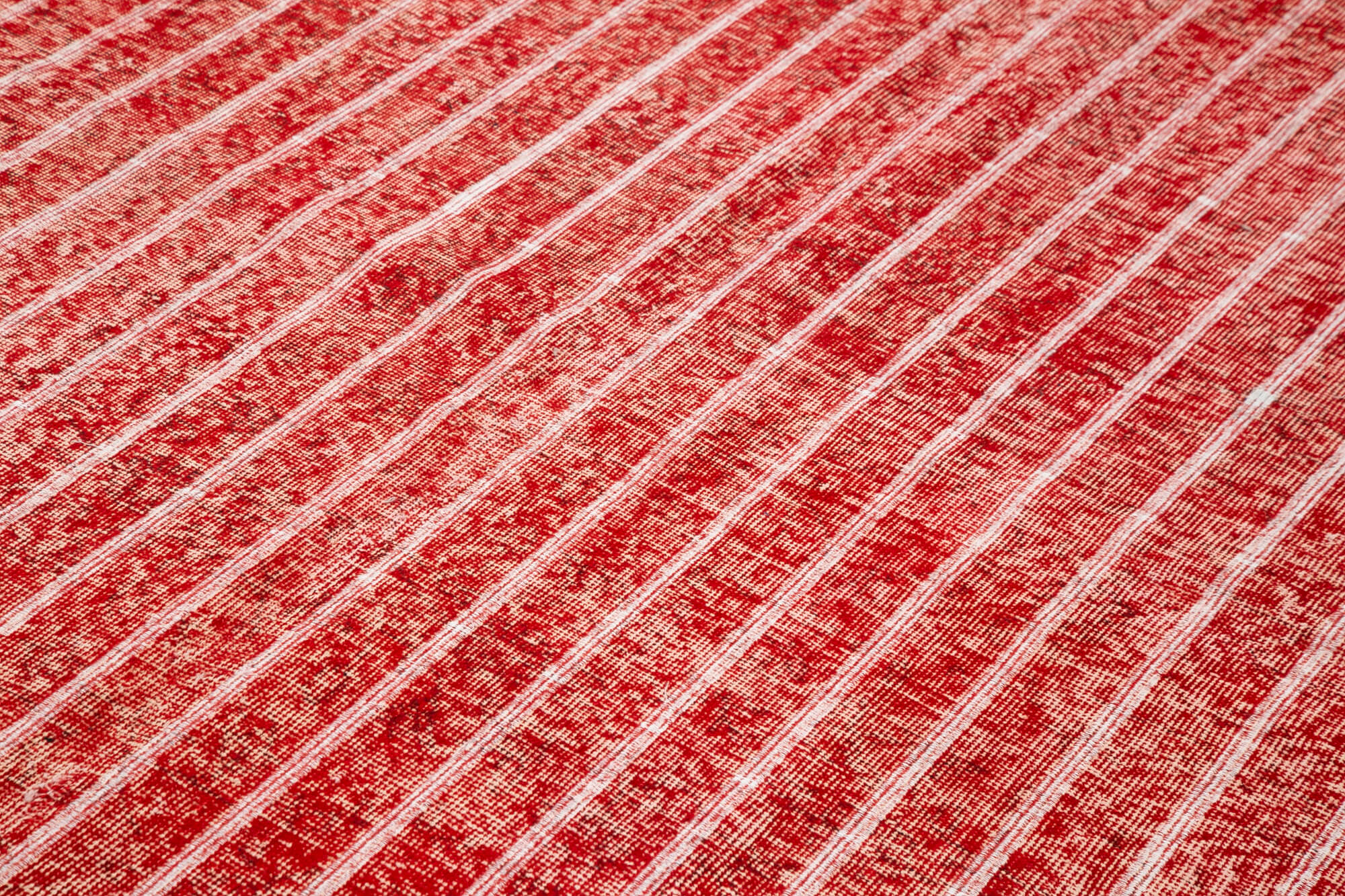 Handmade Wool Area Rug - Red Geometric Carpet, Cotton Wool Rug, 6'11''x10'2''