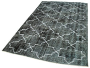 Handmade Geometric Rug – Black Wool Carpet Cotton Wool Area Rug 4'11''x8'0''