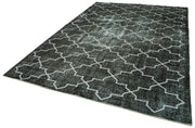 Handmade Geometric Rug – Black Wool Cotton Area Rug 8'x10'8'' | Durable Turkish Carpet