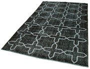 Handmade Geometric Rug – Black Area Rug Cotton Wool, Durable Turkish Wool Carpet 5'5''x9'4''