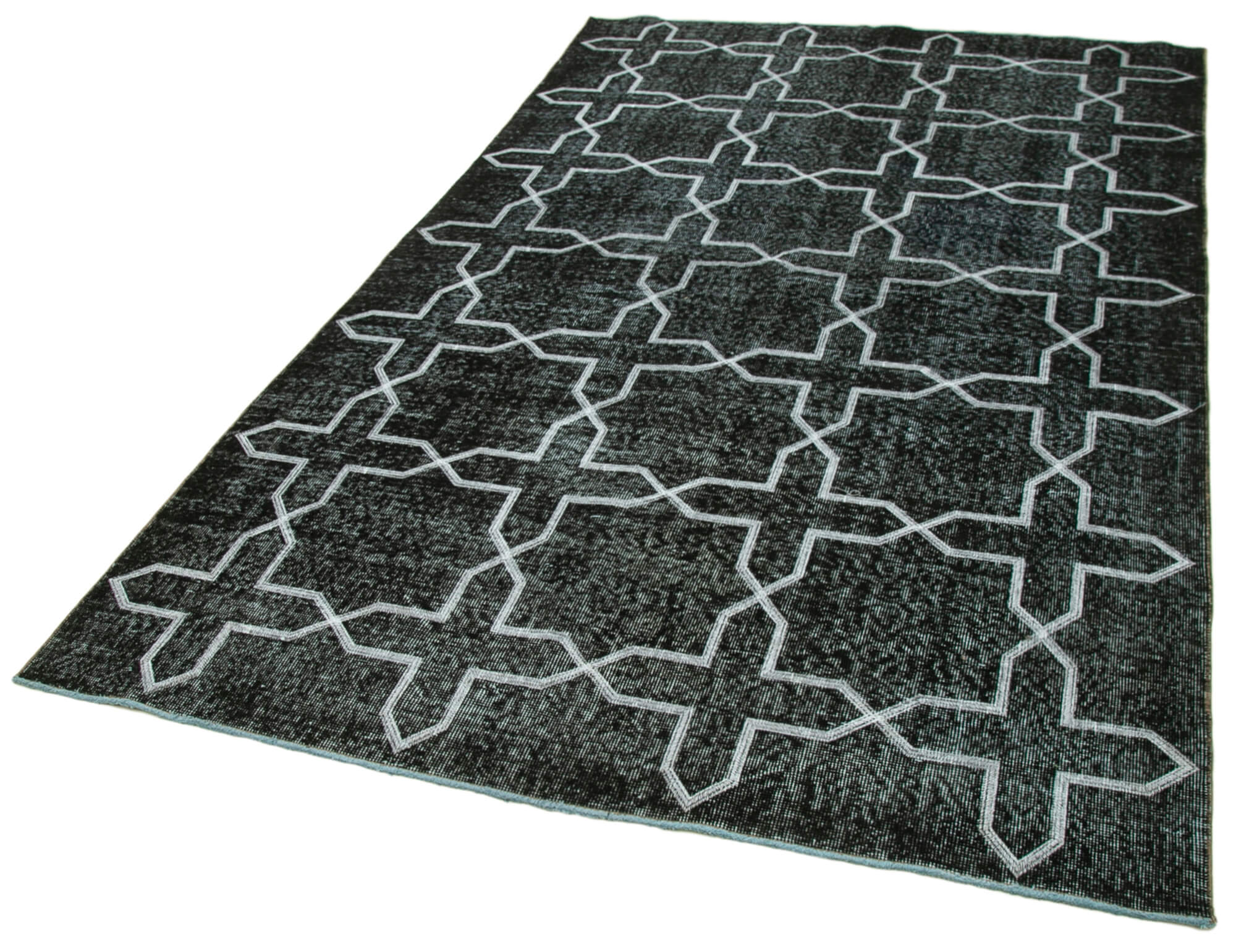 Handmade Geometric Rug – Black Area Rug Cotton Wool, Durable Turkish Wool Carpet 5'5''x9'4''