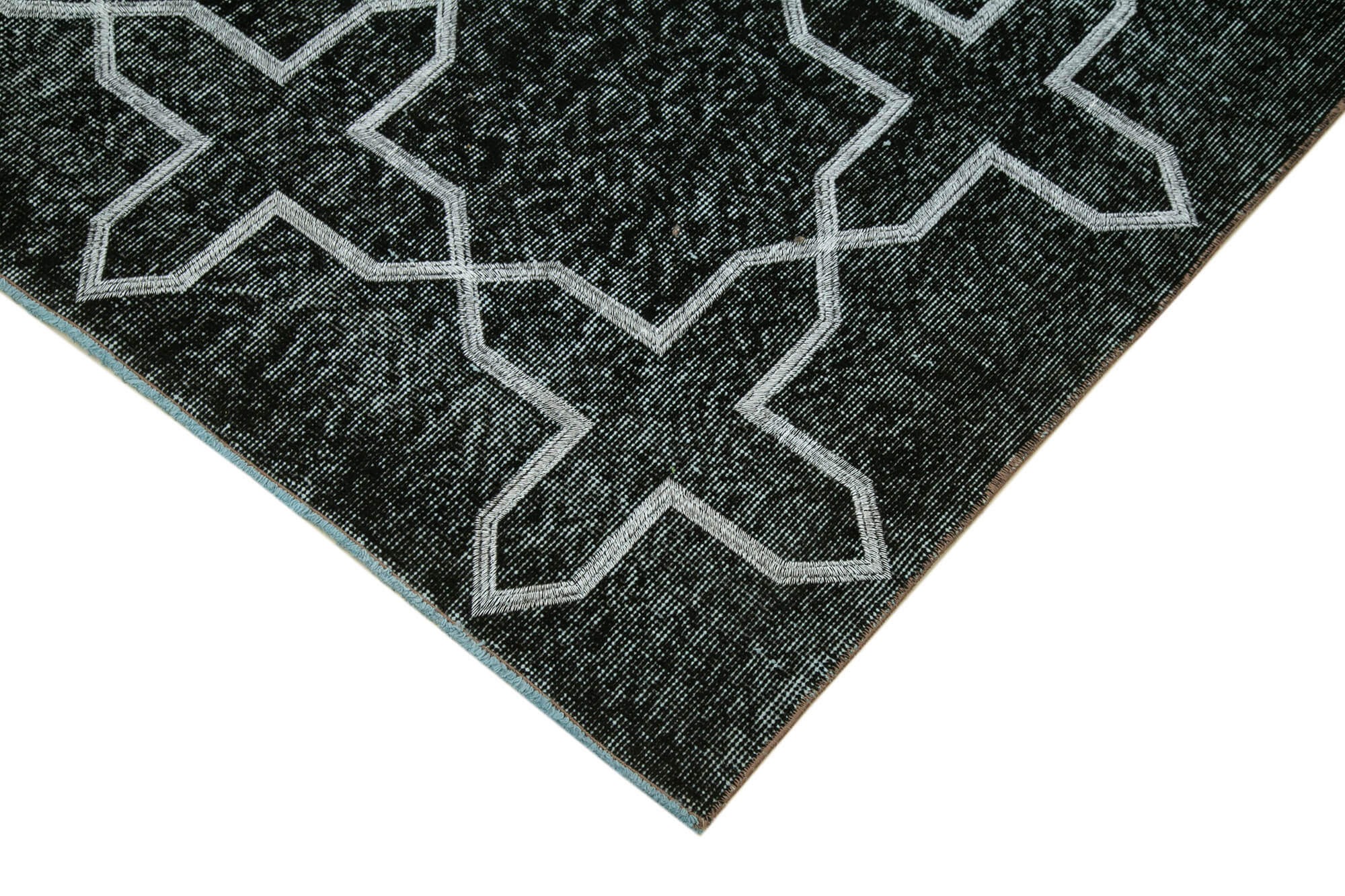 Handmade Geometric Rug – Black Area Rug Cotton Wool, Durable Turkish Wool Carpet 5'5''x9'4''