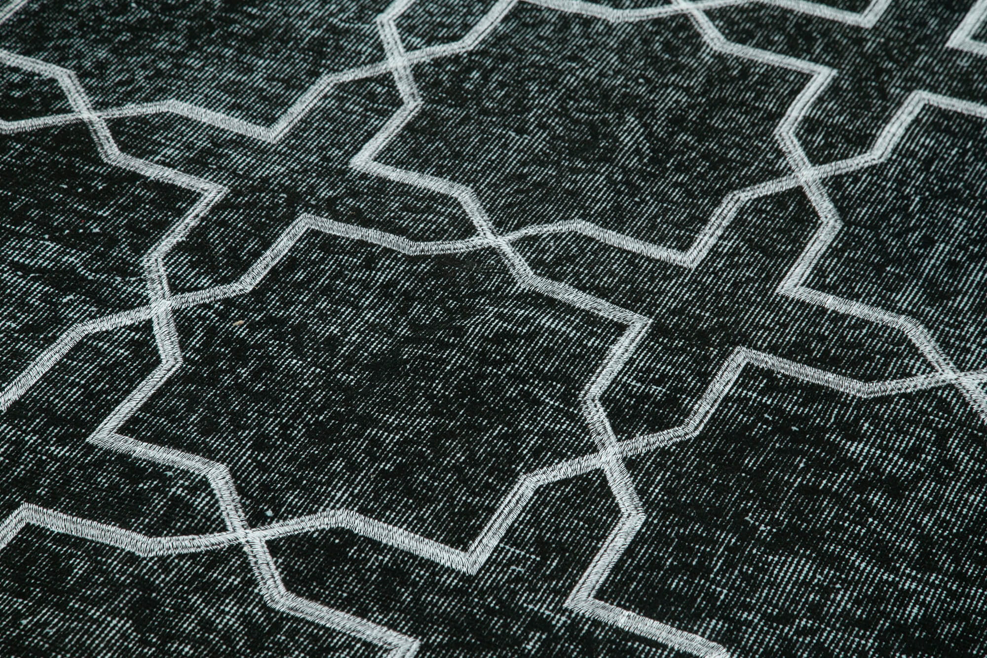 Handmade Geometric Rug – Black Area Rug Cotton Wool, Durable Turkish Wool Carpet 5'5''x9'4''