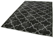 Handmade Geometric Rug – Black Cotton Wool Area Rug 5'8" x 8'8" Durable Soft Floor