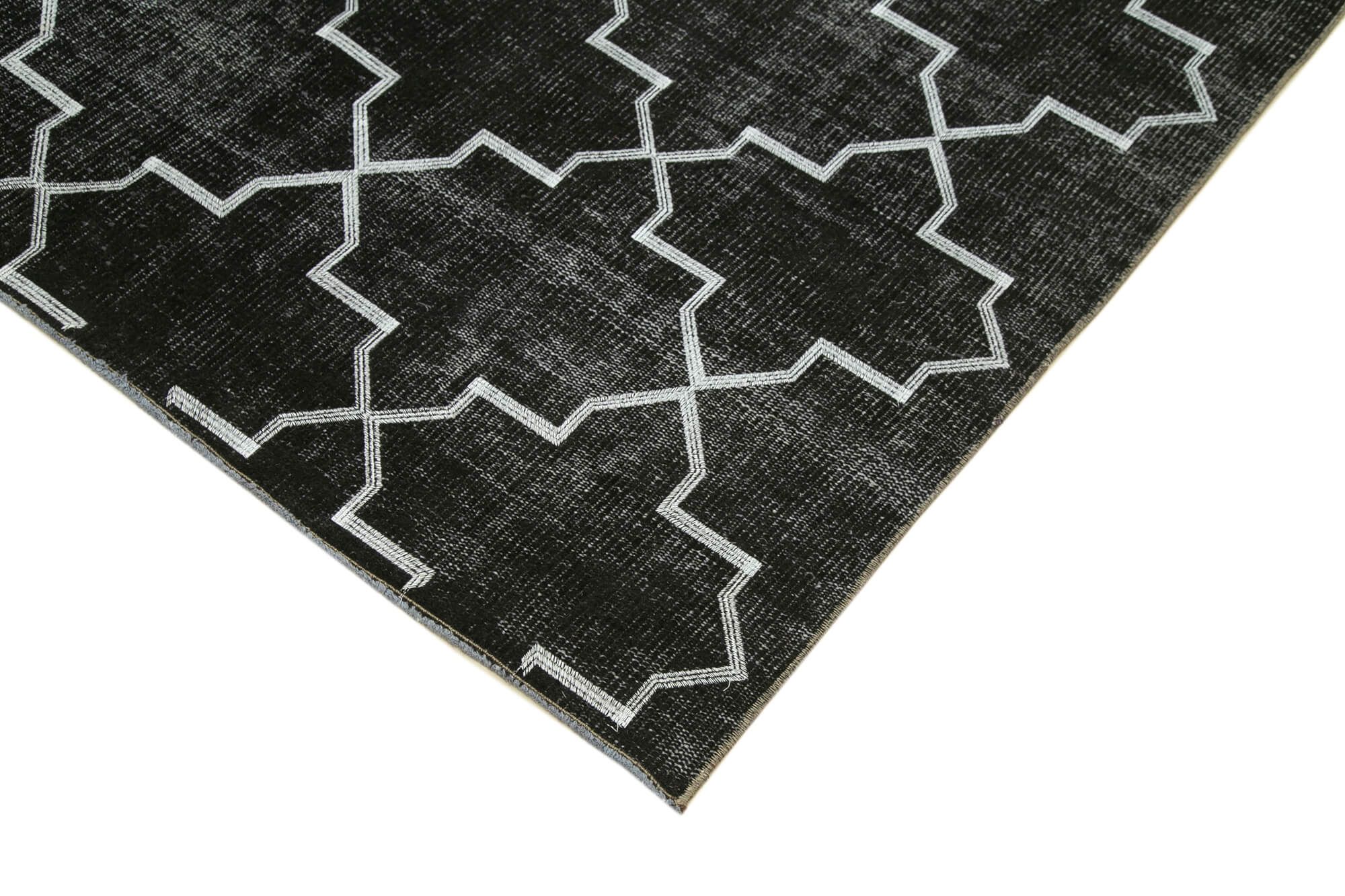Handmade Geometric Rug – Black Cotton Wool Area Rug 5'8" x 8'8" Durable Soft Floor