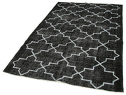 Handmade Geometric Rug – Black Cotton Wool Vintage Hand Knotted Area Carpet 5'x7'11"