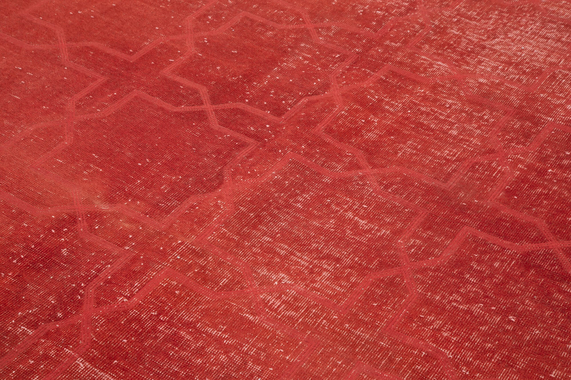 Handmade Geometric Rug - Red Wool Cotton Carpet 6'7''x9'6'' Area Rug Durable Floor Covering