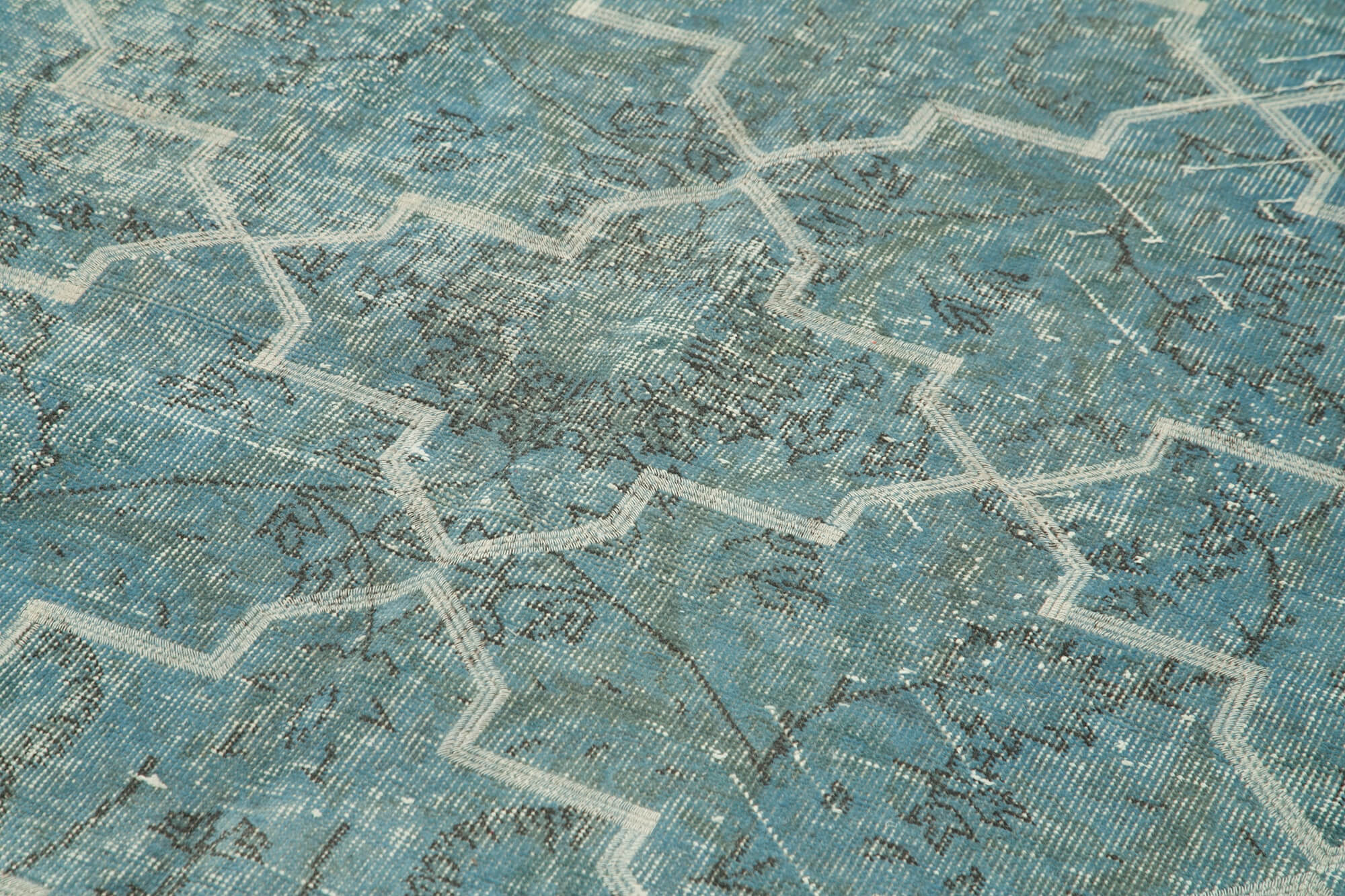 Handmade Geometric Rug – Blue Area Rug Cotton Wool Carpet 4'11''x8'4''