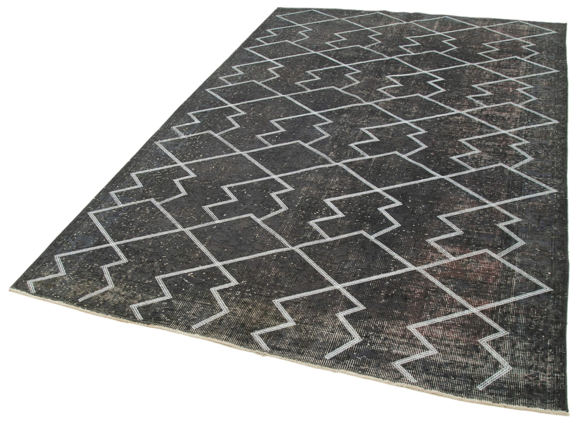 Handmade Geometric Rug - Grey Area Rug Cotton Wool Carpet 5'6" x 8'11"