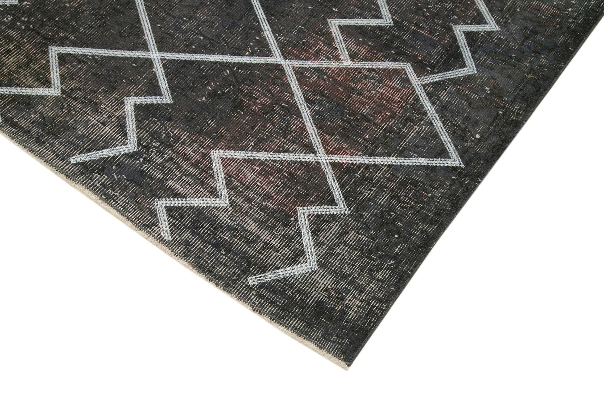 Handmade Geometric Rug - Grey Area Rug Cotton Wool Carpet 5'6" x 8'11"