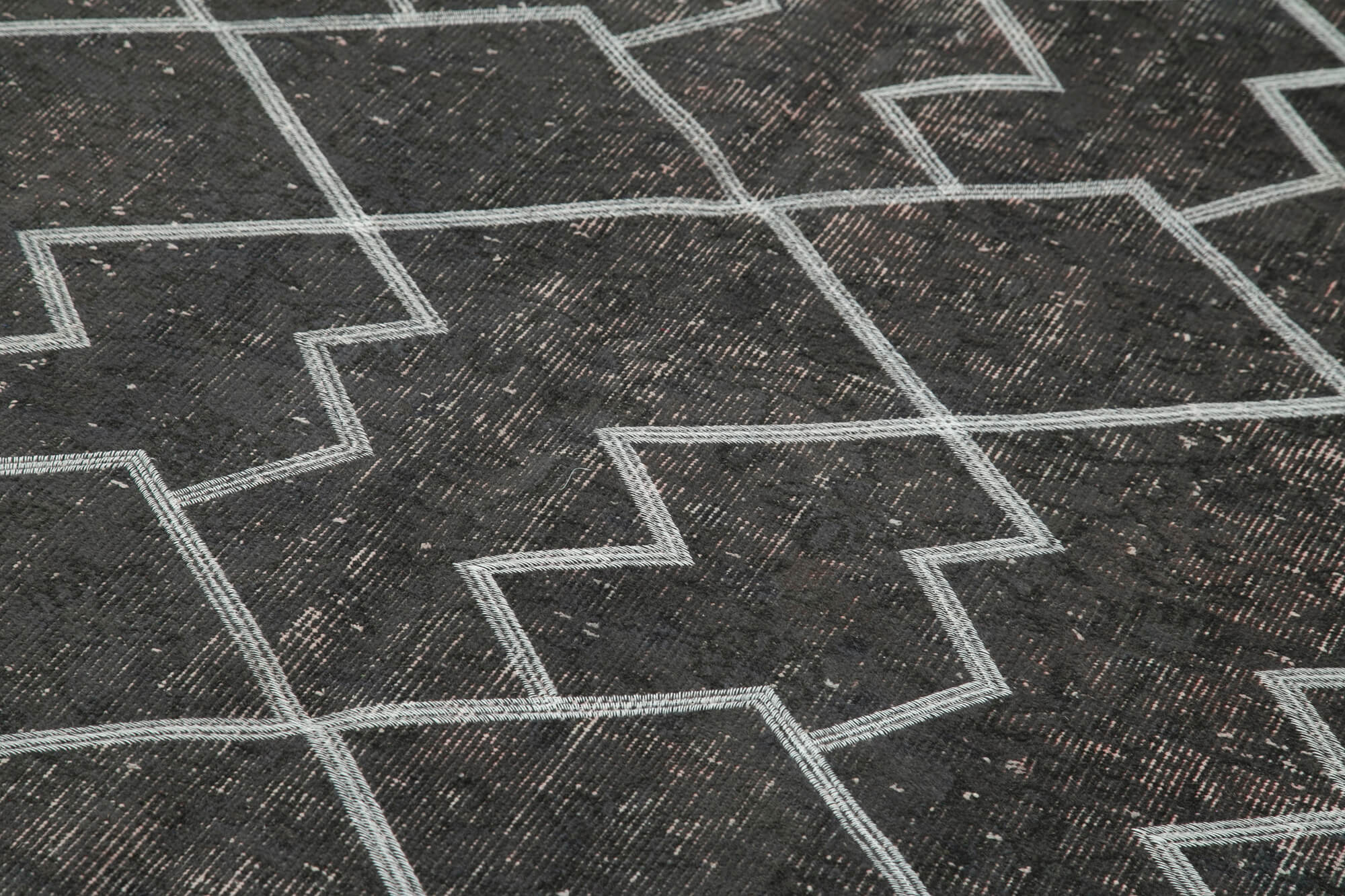 Handmade Geometric Rug - Grey Area Rug Cotton Wool Carpet 5'6" x 8'11"