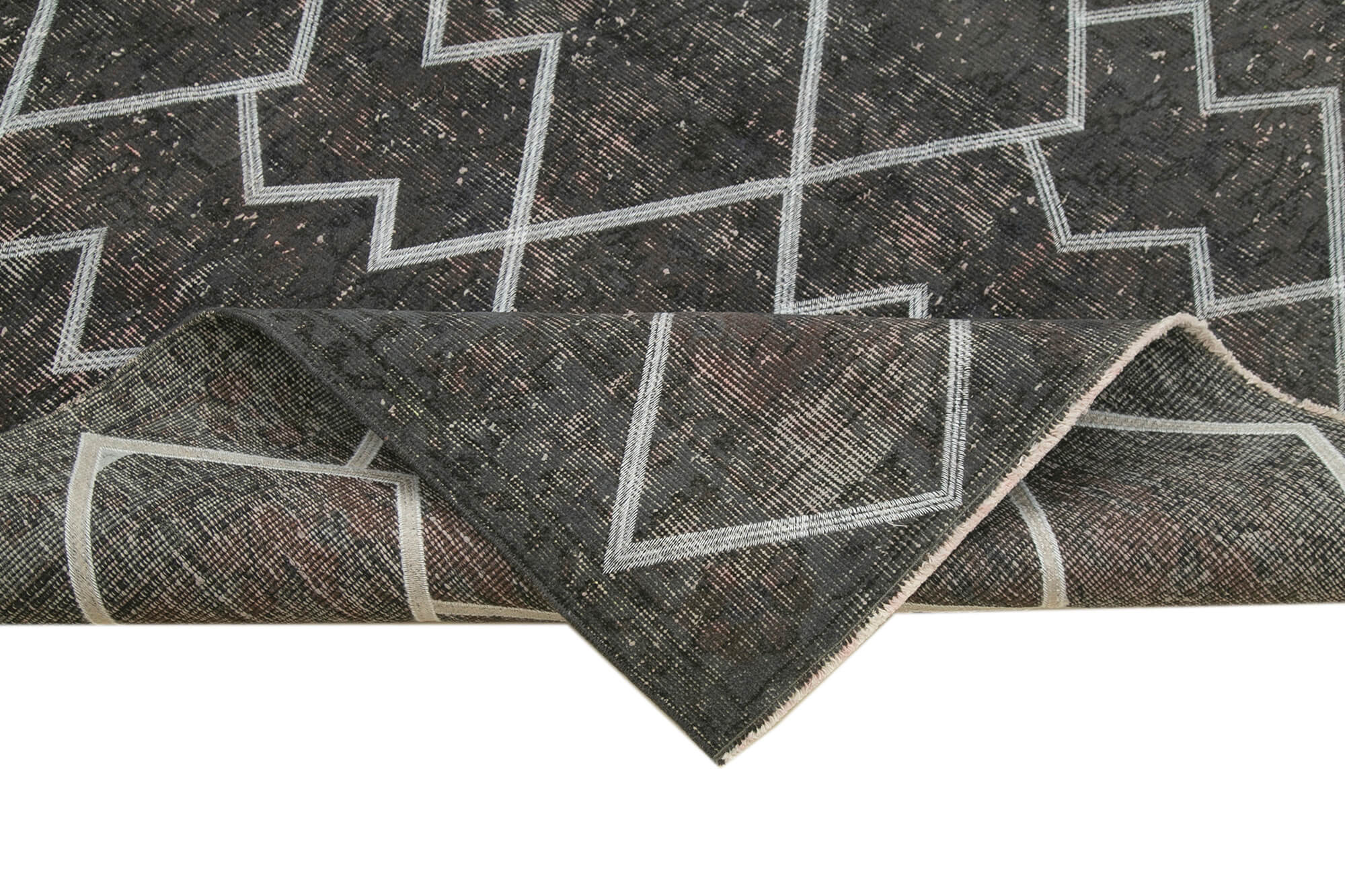 Handmade Geometric Rug - Grey Area Rug Cotton Wool Carpet 5'6" x 8'11"