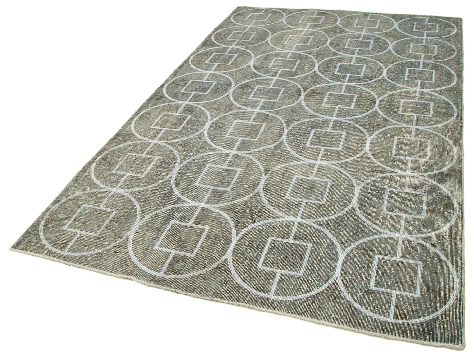 Handmade Geometric Rug - Grey Cotton Wool Blend Area Rug 5'4''x9'7'' | Durable Soft Carpet