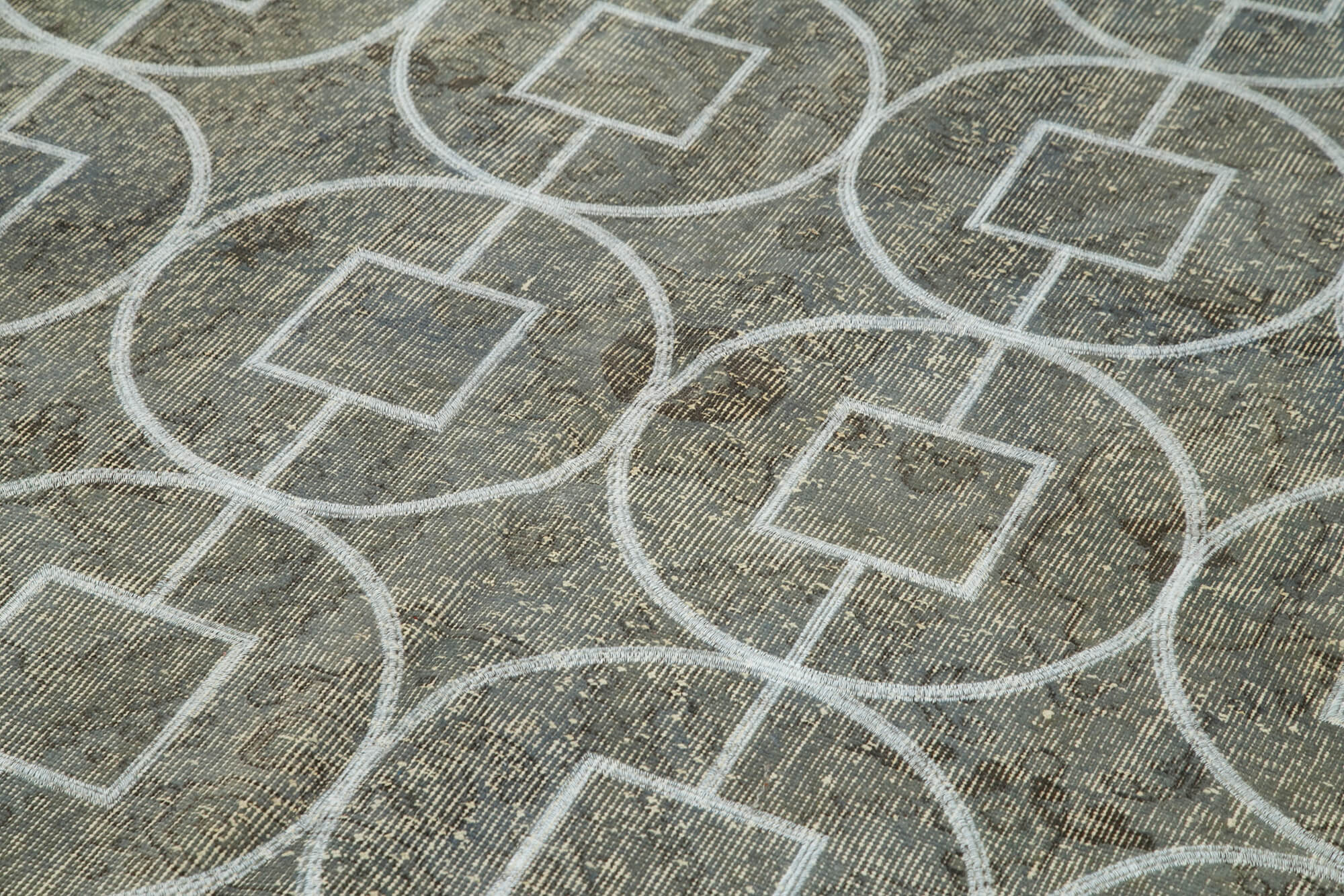 Handmade Geometric Rug - Grey Cotton Wool Blend Area Rug 5'4''x9'7'' | Durable Soft Carpet