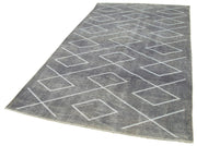 Handmade Area Rug - Grey Geometric Carpet | Cotton Wool Rug, Durable Turkish Knotted