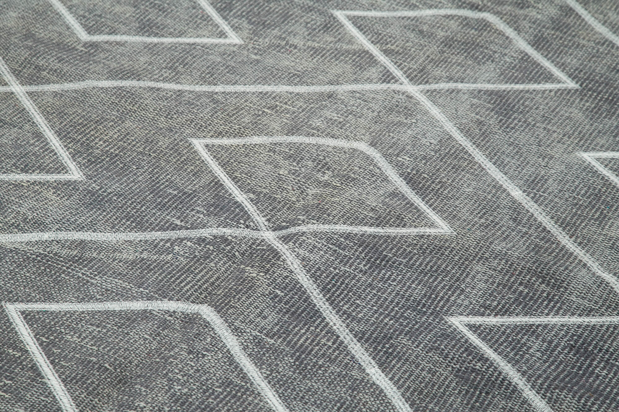 Handmade Area Rug - Grey Geometric Carpet | Cotton Wool Rug, Durable Turkish Knotted