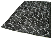 Handmade Geometric Rug – Black Area Rug Cotton Wool Blend, 5'6'' x 9'1''