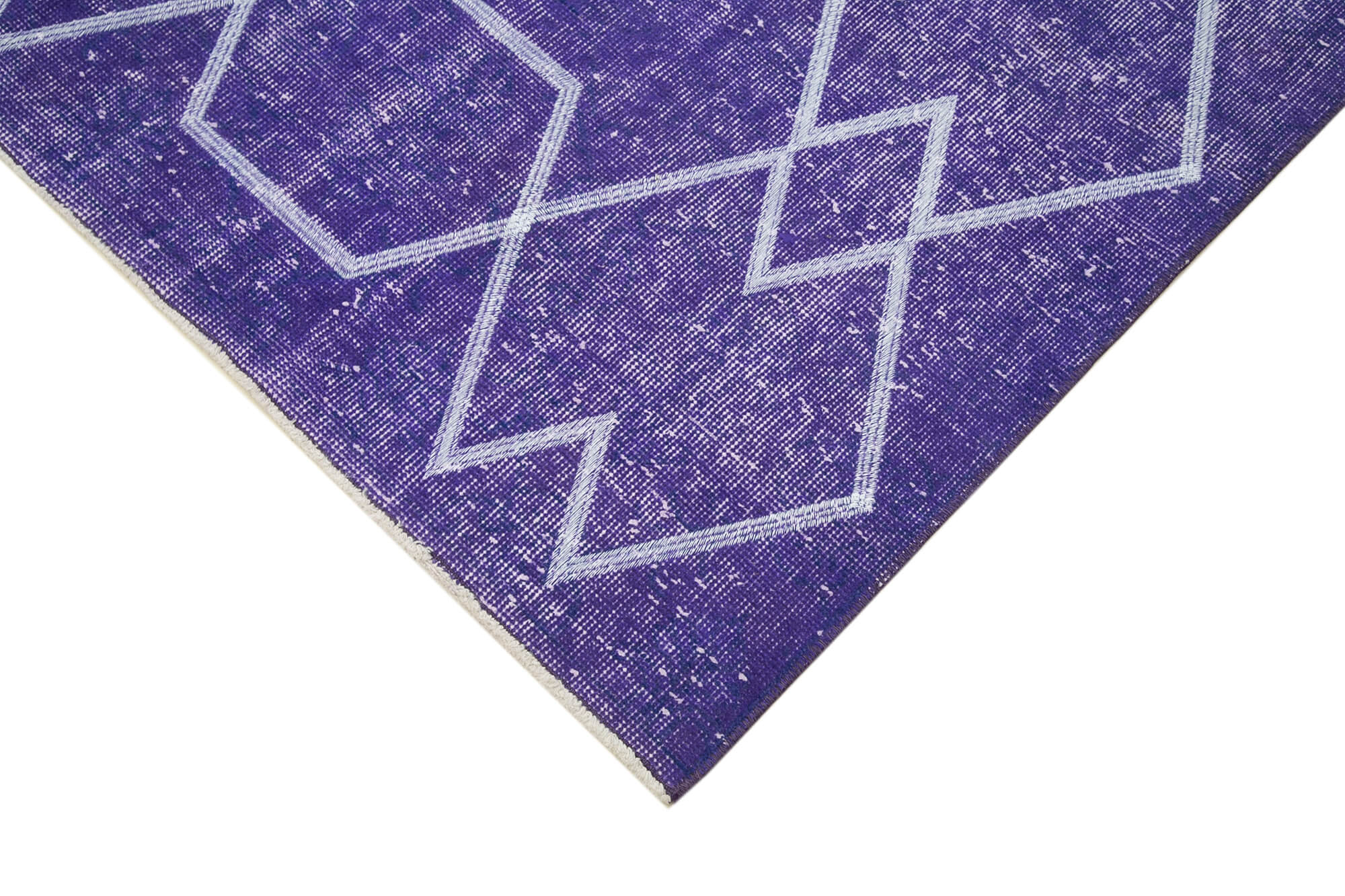Handmade Geometric Rug – Purple Area Rug Cotton Wool Soft Wool Carpet 5'5''x9'5''