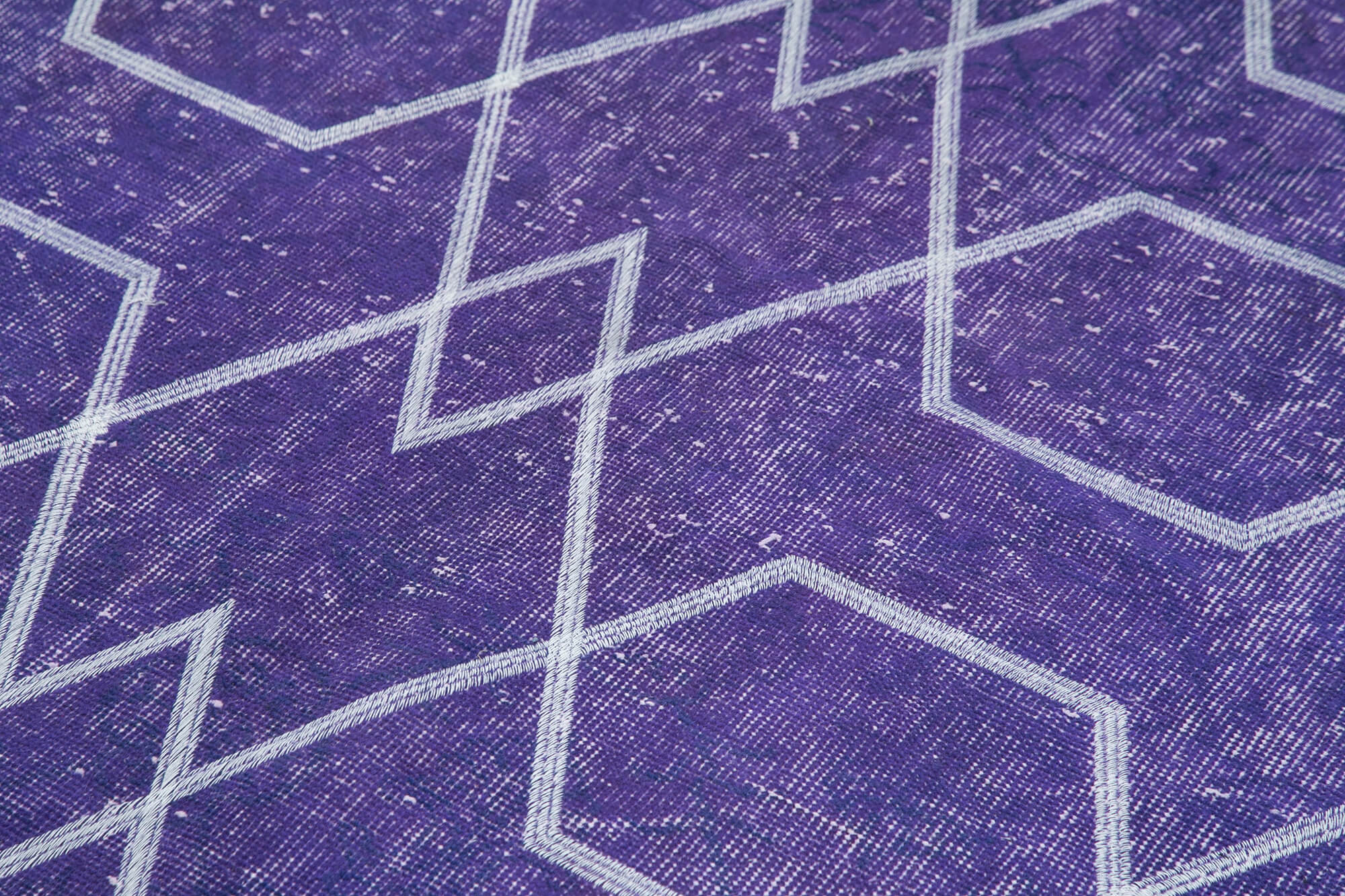Handmade Geometric Rug – Purple Area Rug Cotton Wool Soft Wool Carpet 5'5''x9'5''