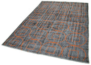 Handmade Geometric Rug - Black Cotton Wool Carpet, Turkish Hand Knotted 5'10"x8'10"