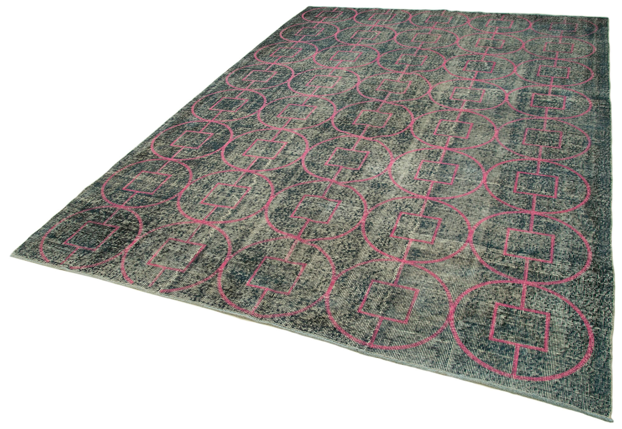 Handmade Geometric Rug – Grey Geometric Carpet Cotton Wool Area Rug 7'3'' x 10'6''