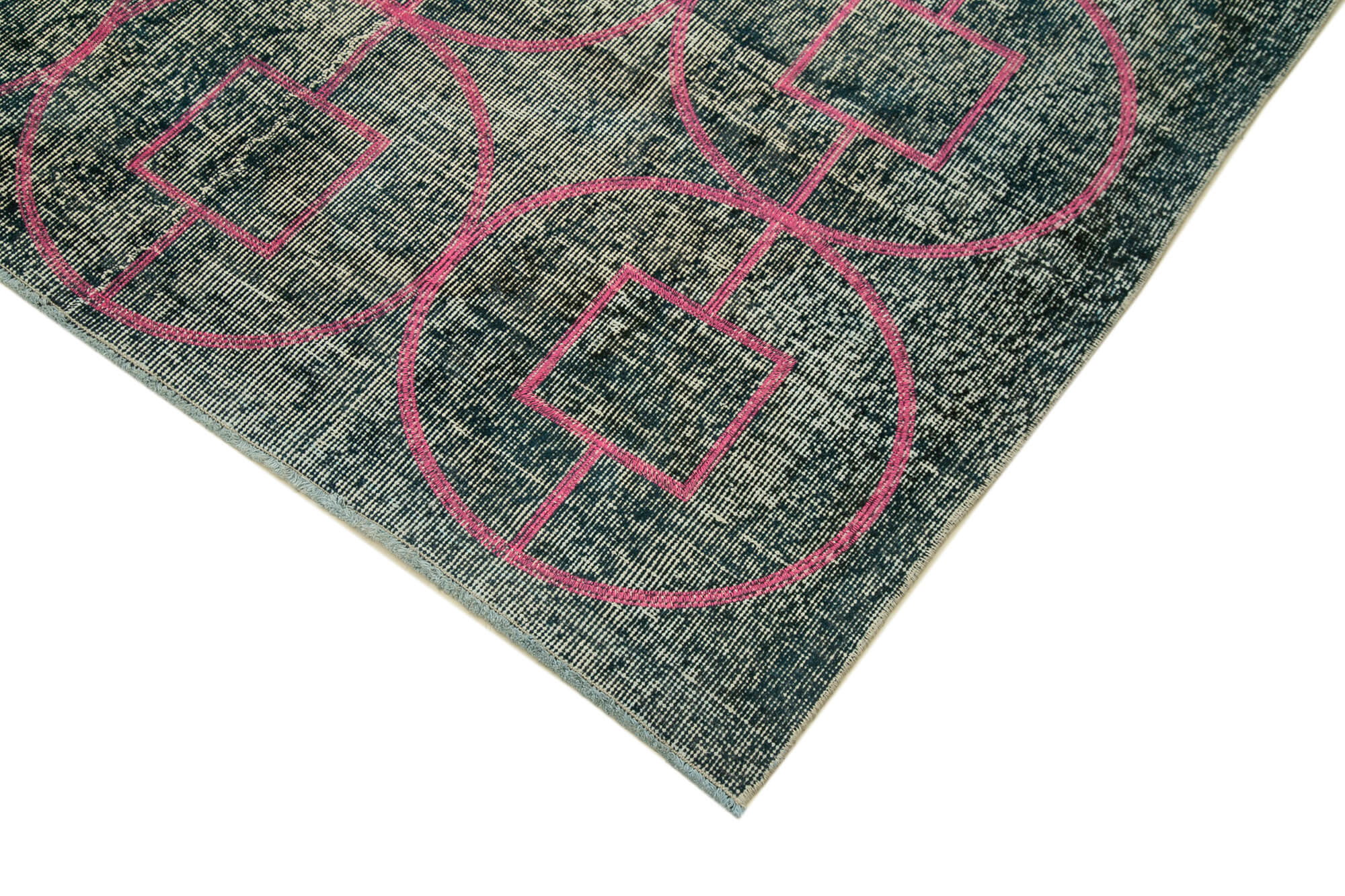 Handmade Geometric Rug – Grey Geometric Carpet Cotton Wool Area Rug 7'3'' x 10'6''
