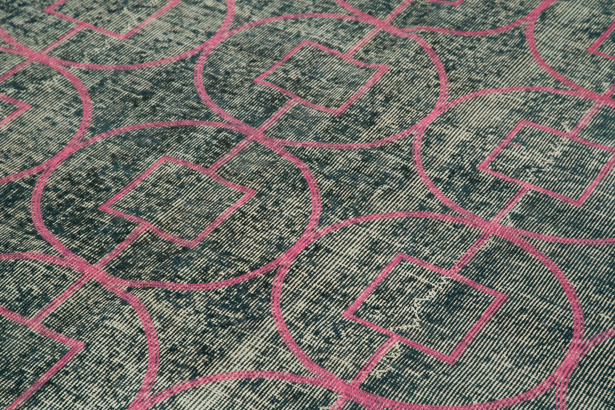 Handmade Geometric Rug – Grey Geometric Carpet Cotton Wool Area Rug 7'3'' x 10'6''
