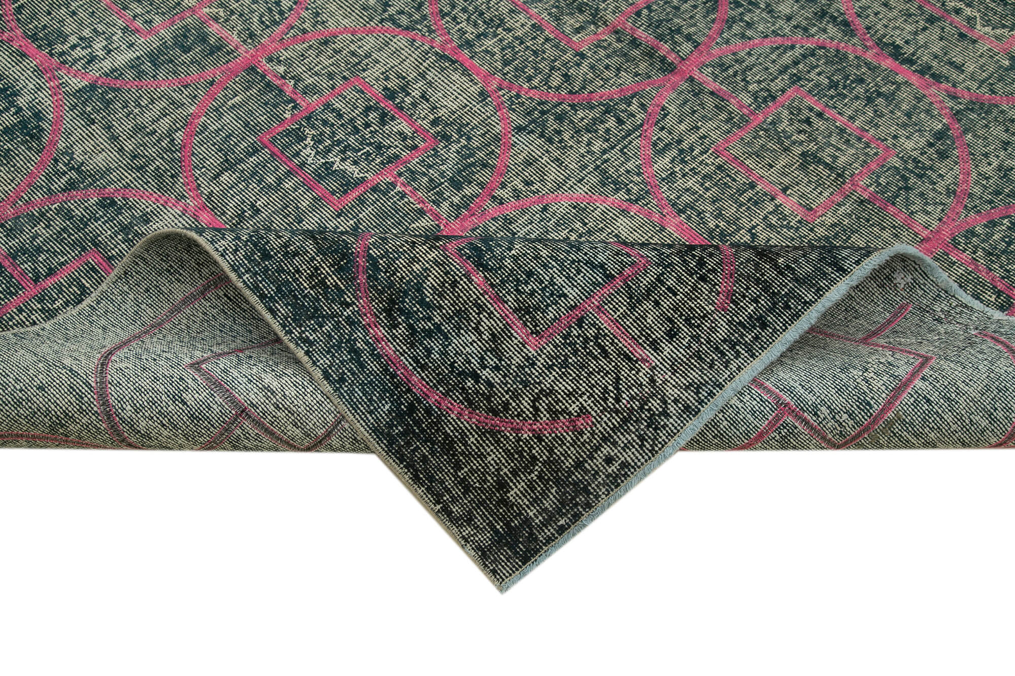 Handmade Geometric Rug – Grey Geometric Carpet Cotton Wool Area Rug 7'3'' x 10'6''