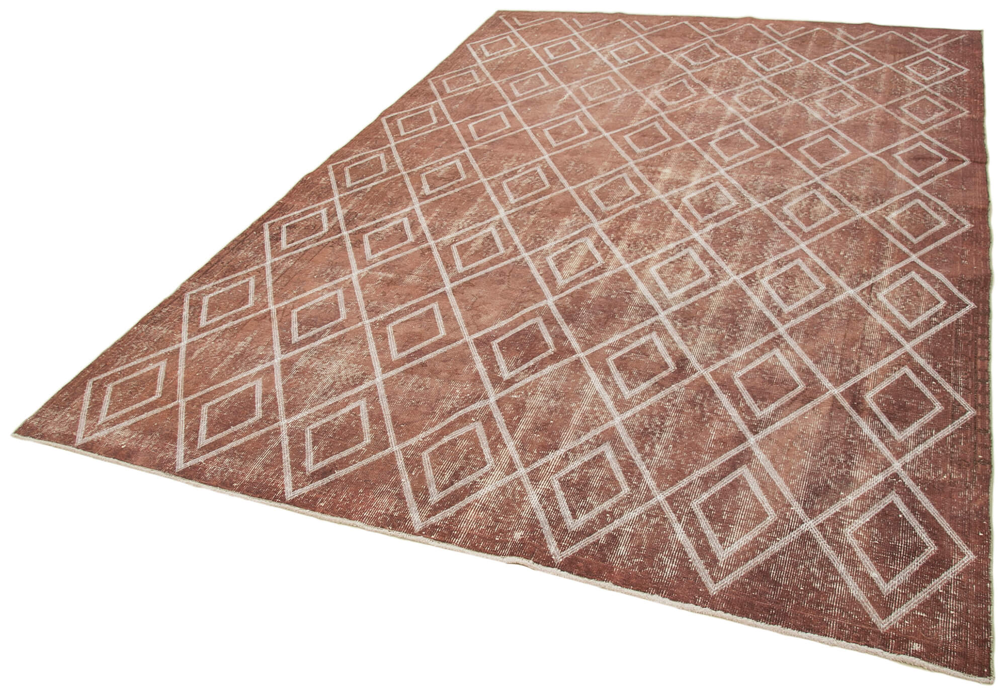 Handmade Wool Area Rug – Brown Cotton Geometric 6x10 Feet Rug | Soft Durable Carpet