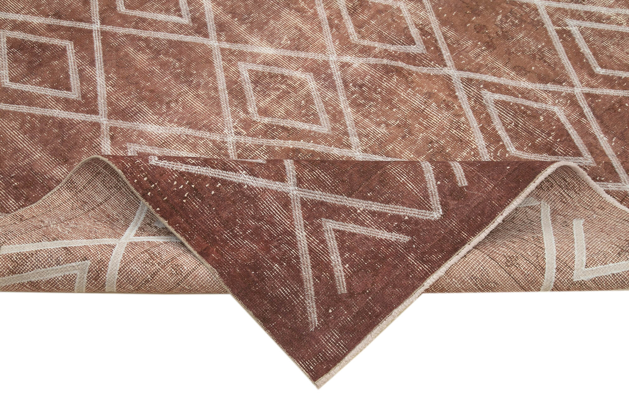 Handmade Wool Area Rug – Brown Cotton Geometric 6x10 Feet Rug | Soft Durable Carpet