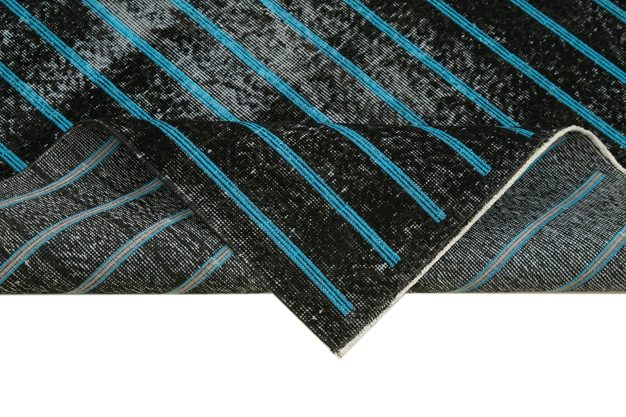 Handmade Geometric Rug – Black Area Rug 4'7''x8'6'' | Turkish Wool Carpet