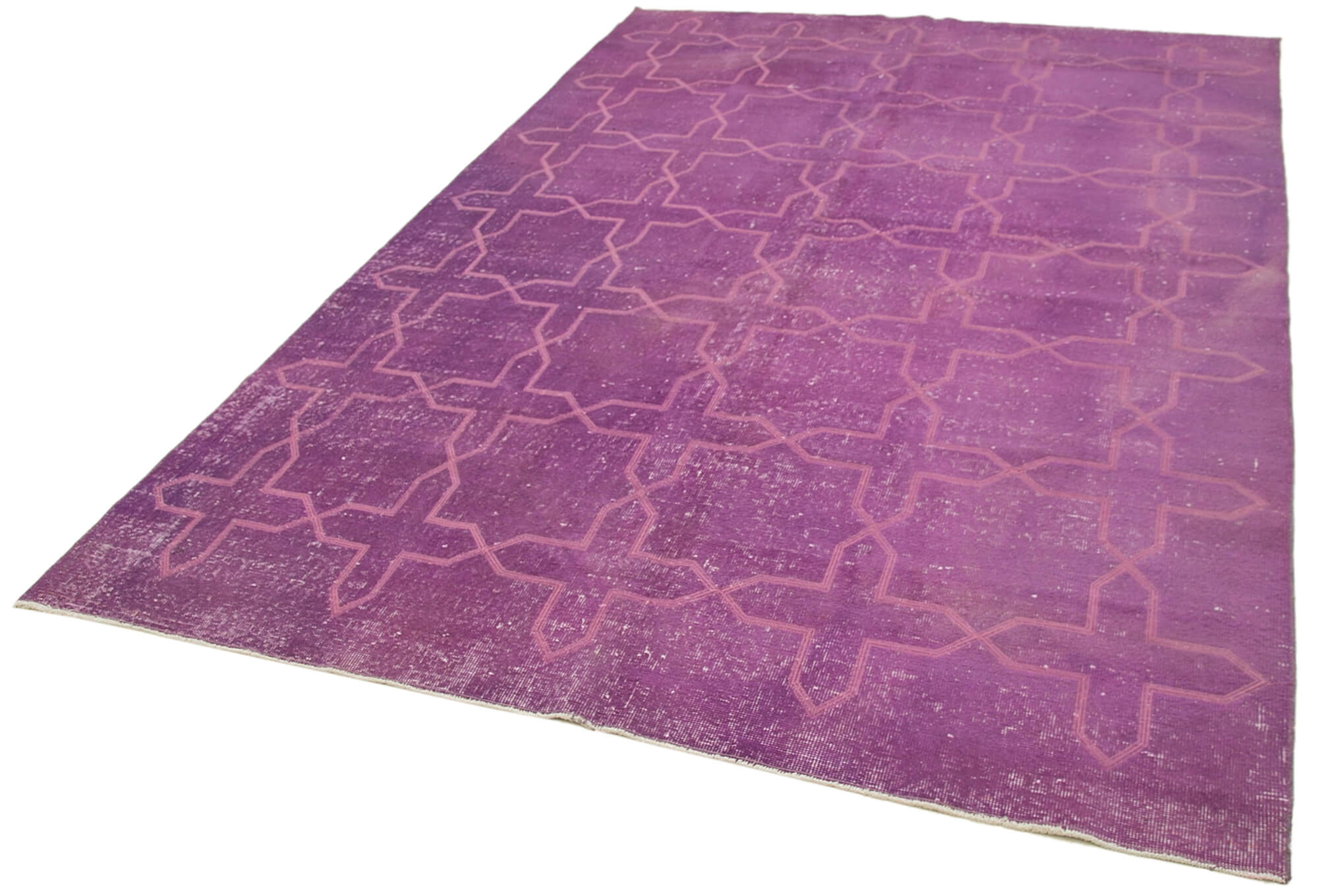 Handmade Geometric Rug - Purple Area Rug 6x10 Wool Cotton Blend Carpet