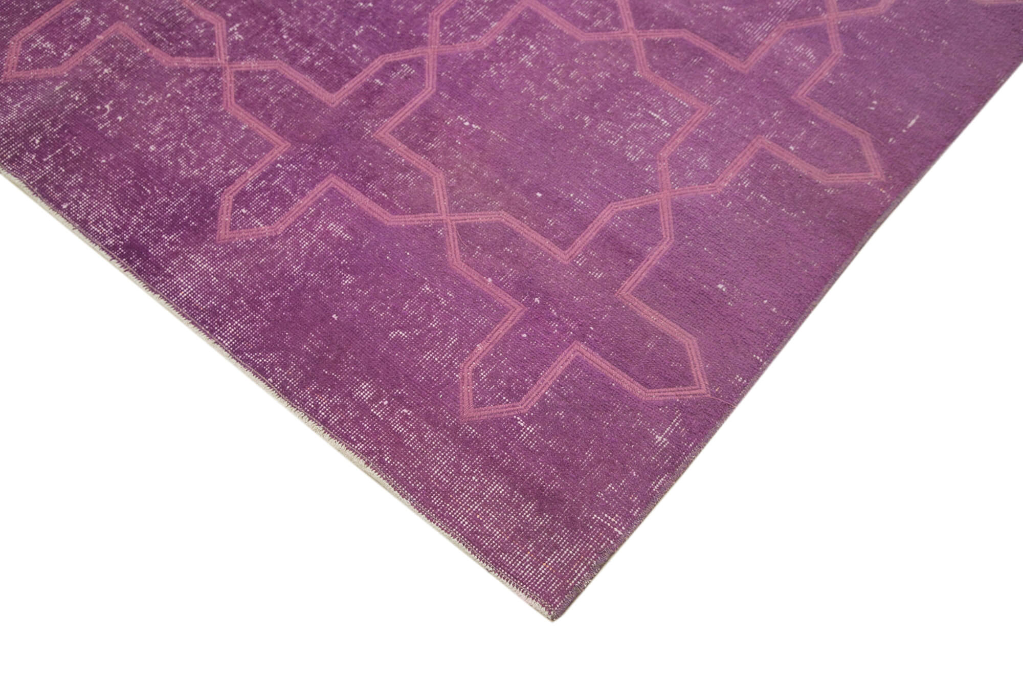Handmade Geometric Rug - Purple Area Rug 6x10 Wool Cotton Blend Carpet