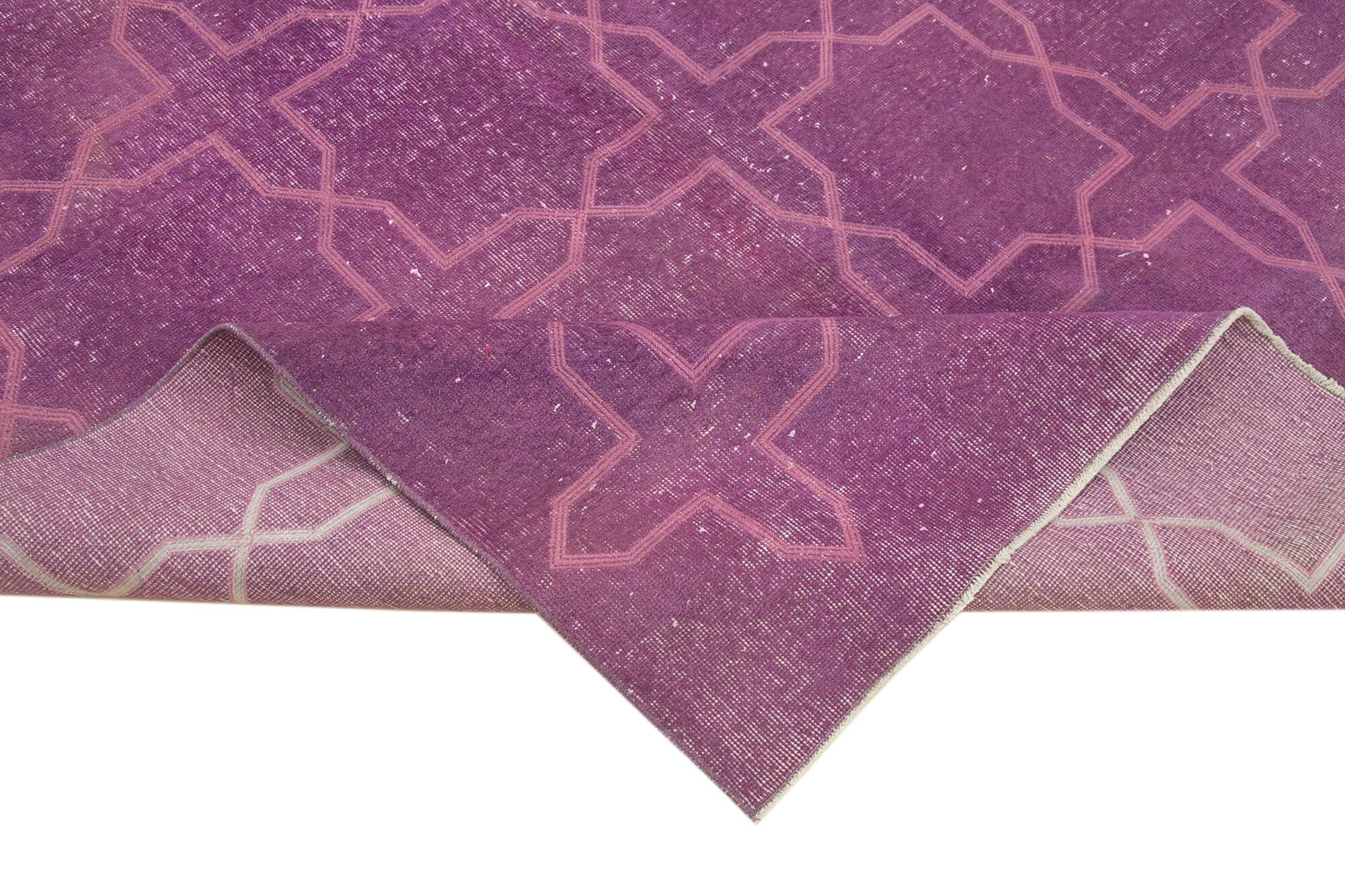 Handmade Geometric Rug - Purple Area Rug 6x10 Wool Cotton Blend Carpet