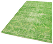 Handmade Geometric Rug - Green Area Rug Cotton Wool Carpet 4'9''x9'2'' Durable Soft Wool