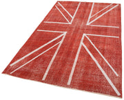 Handmade Geometric Rug - Red Area Rug | Cotton Wool Carpet, Durable Wool Area Rug 4'8''x7'10''