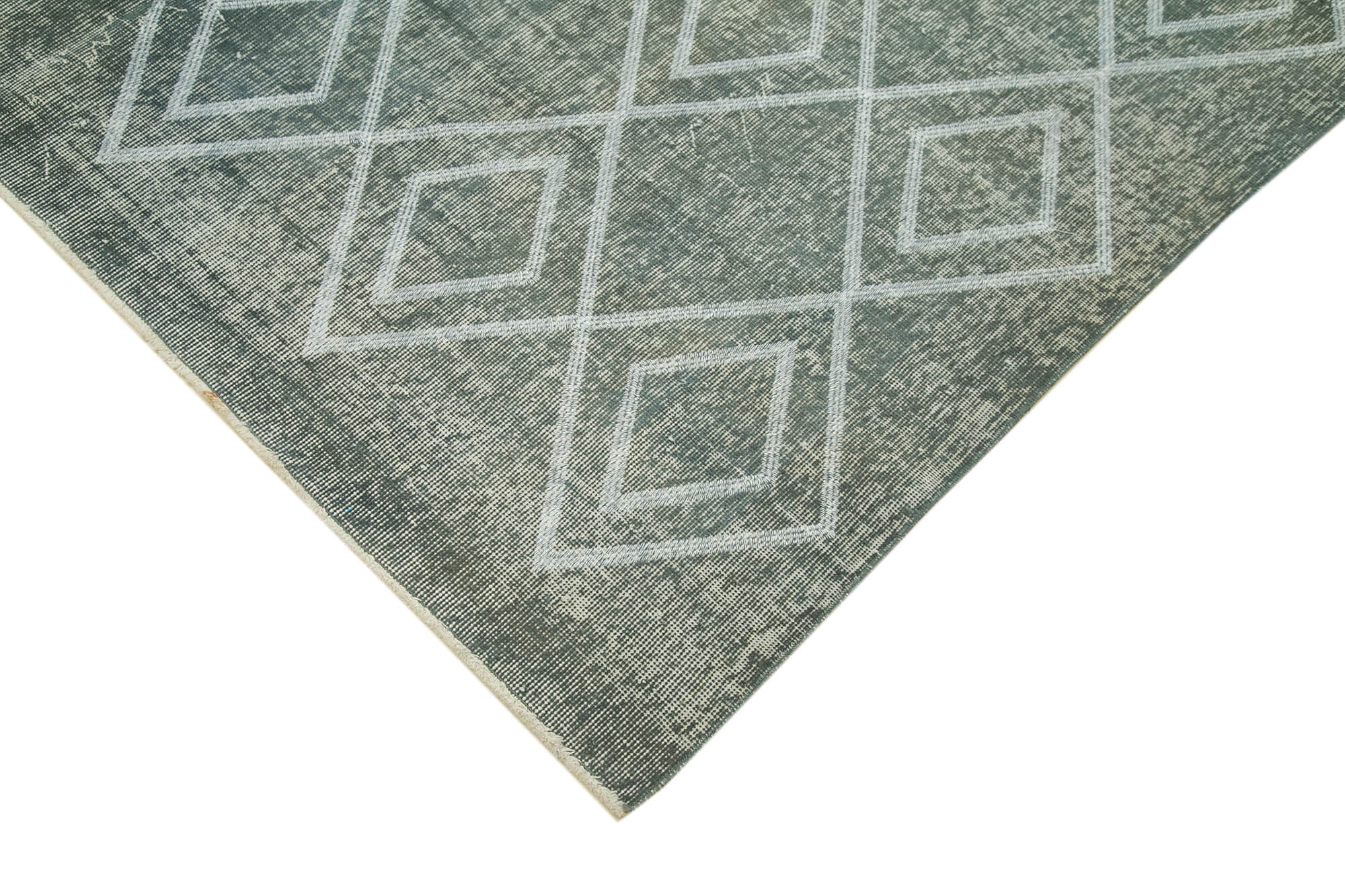 Handmade Geometric Rug - Traditional Area Carpet Grey Cotton Wool Carpet Vintage Handwoven Rug