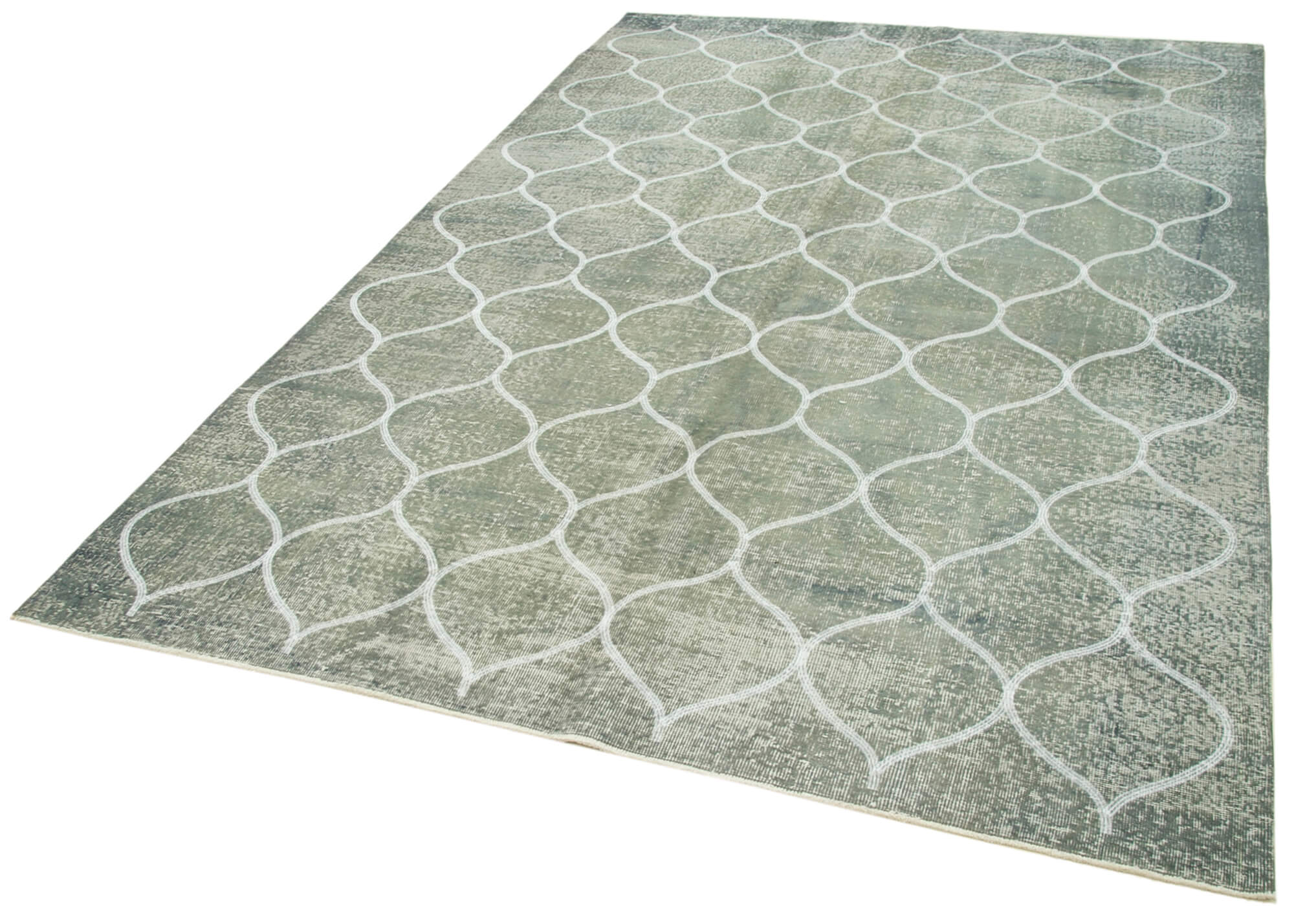 Handmade Geometric Rug – Grey Area Rug Cotton Wool Carpet 6'4''x9'6''