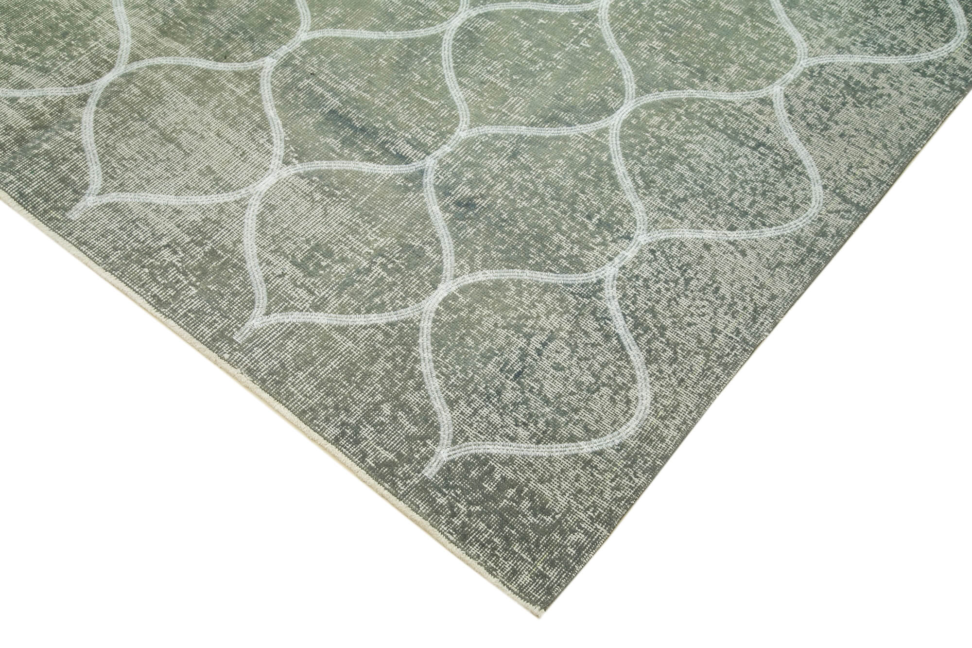 Handmade Geometric Rug – Grey Area Rug Cotton Wool Carpet 6'4''x9'6''