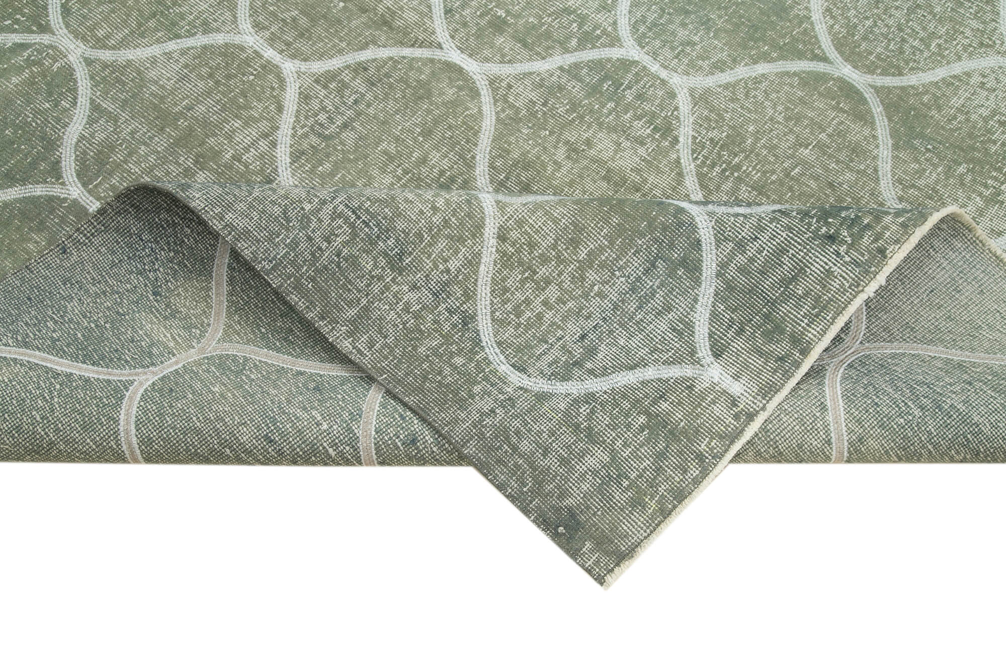 Handmade Geometric Rug – Grey Area Rug Cotton Wool Carpet 6'4''x9'6''