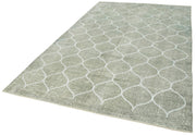 Handmade Area Rug - Grey Geometric Carpet Cotton Wool 6'2''x9'10'' Turkish Hand Knotted