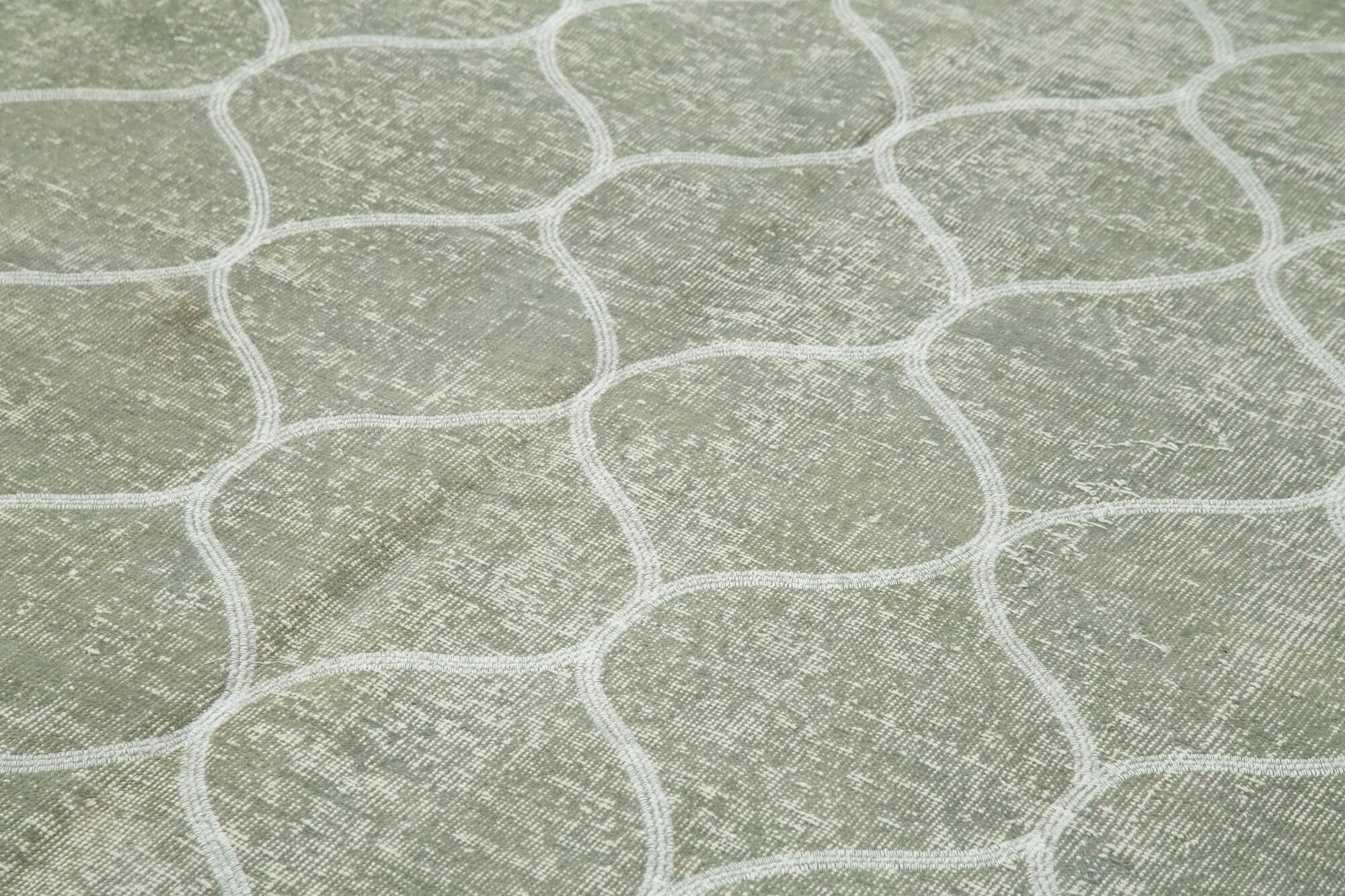 Handmade Area Rug - Grey Geometric Carpet Cotton Wool 6'2''x9'10'' Turkish Hand Knotted