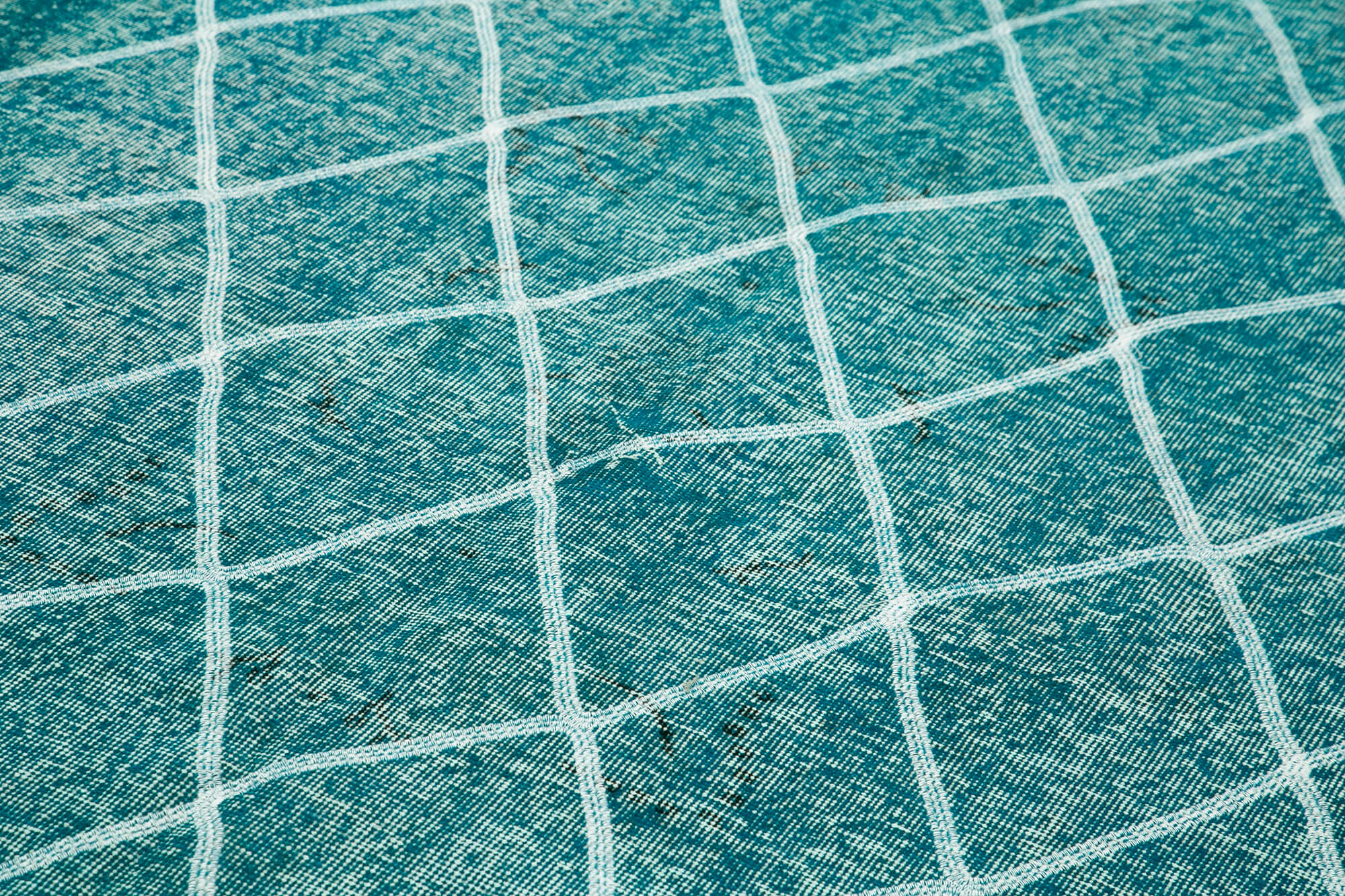 Handmade Geometric Rug – Turquoise Area Rug With Cotton Wool Carpet 6'x9'6''
