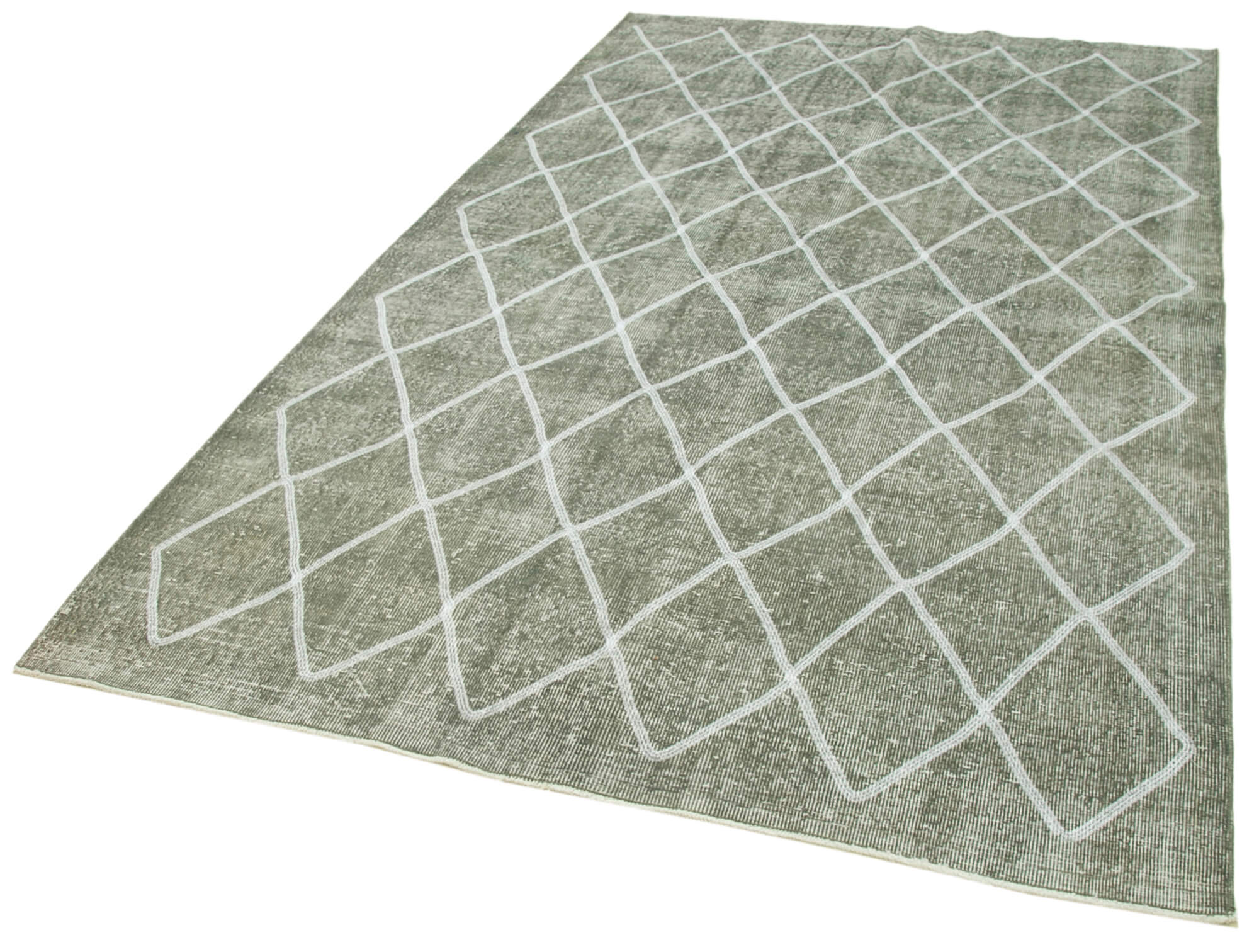Handmade Geometric Rug - Grey Area Rug 5x9, Cotton Wool Carpet, Durable Wool Carpet