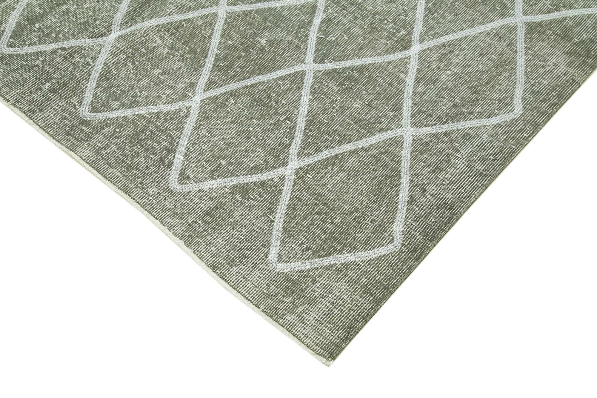 Handmade Geometric Rug - Grey Area Rug 5x9, Cotton Wool Carpet, Durable Wool Carpet