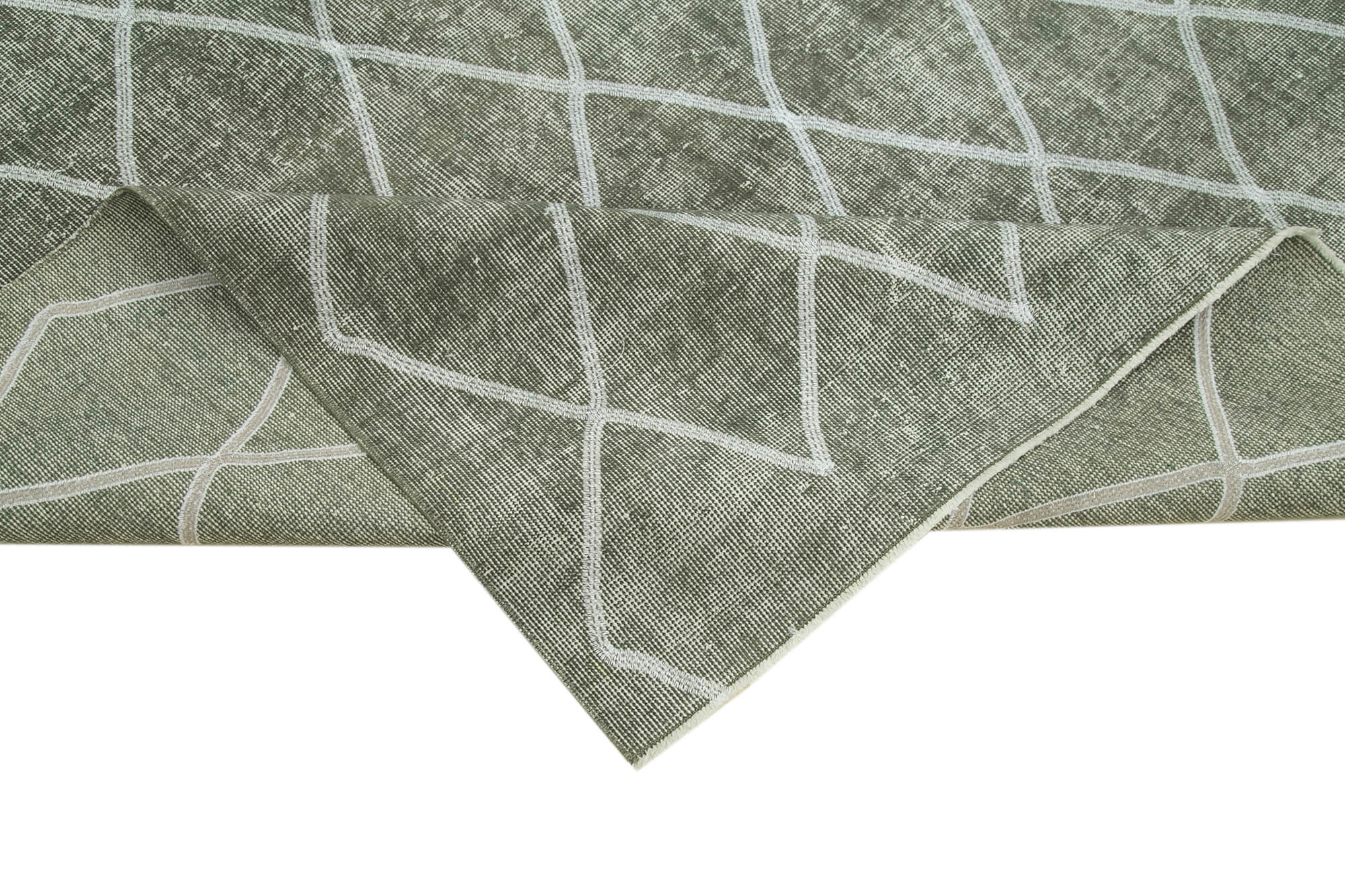 Handmade Geometric Rug - Grey Area Rug 5x9, Cotton Wool Carpet, Durable Wool Carpet