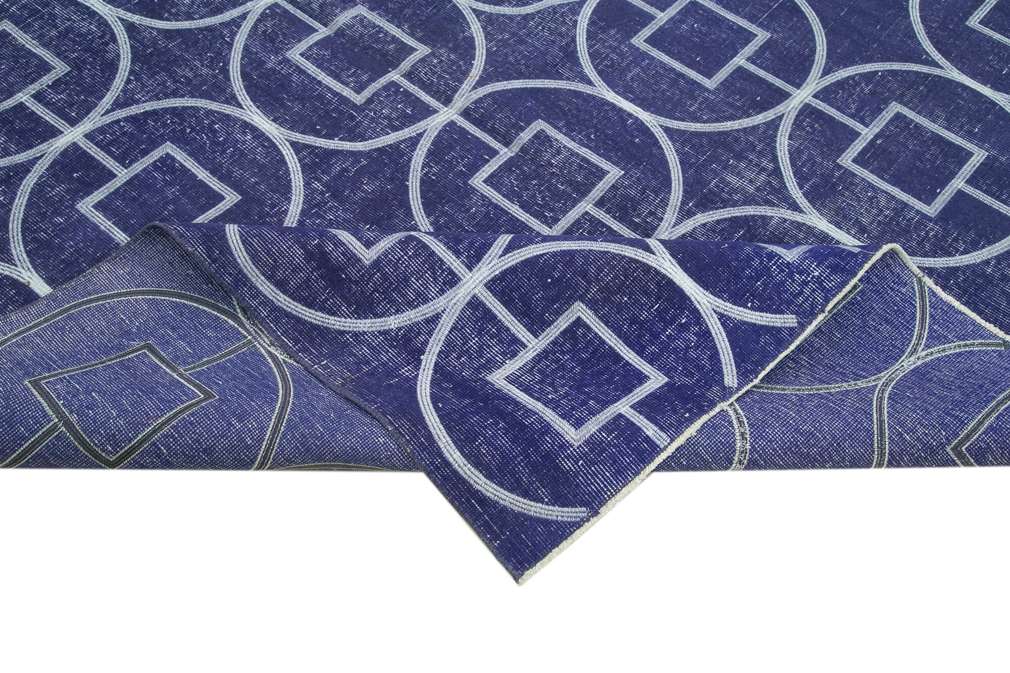 Handmade Geometric Rug – Purple Cotton Wool 7x10 Area Rug, Vintage Turkish Carpet