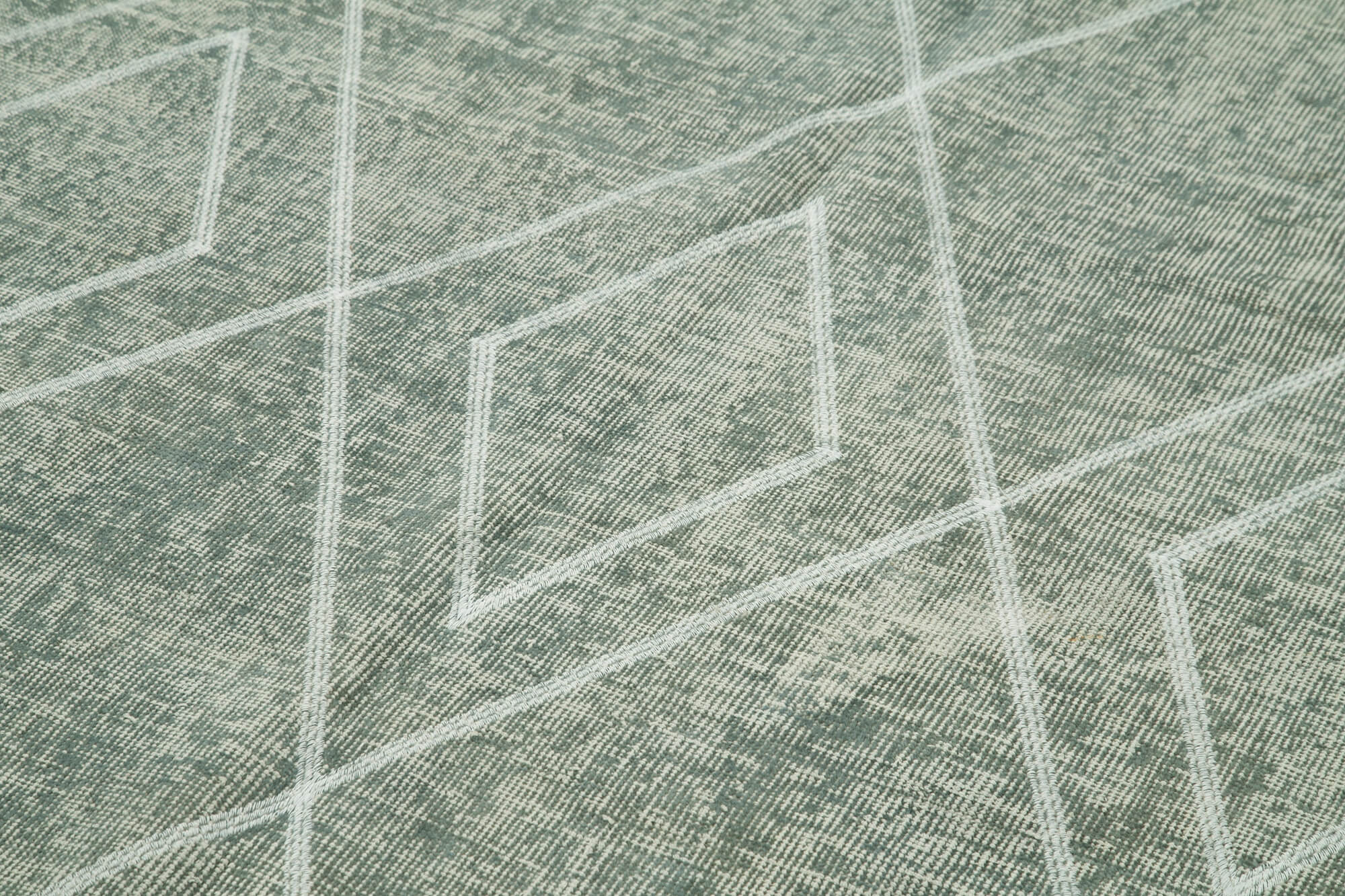 Handmade Wool Area Rug – Grey Geometric Carpet | Durable Cotton Wool Carpet 4'11''x8'4''