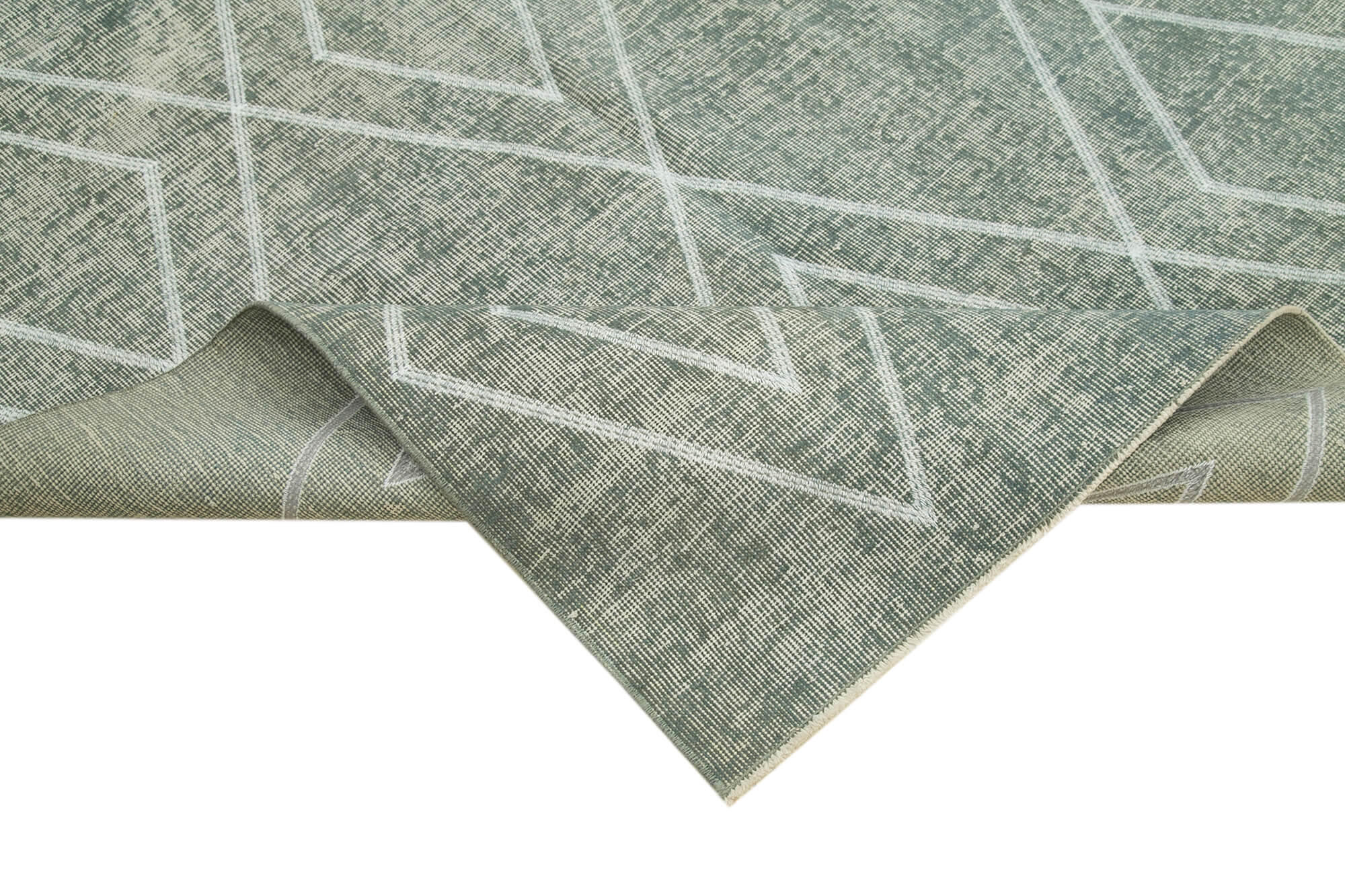 Handmade Wool Area Rug – Grey Geometric Carpet | Durable Cotton Wool Carpet 4'11''x8'4''